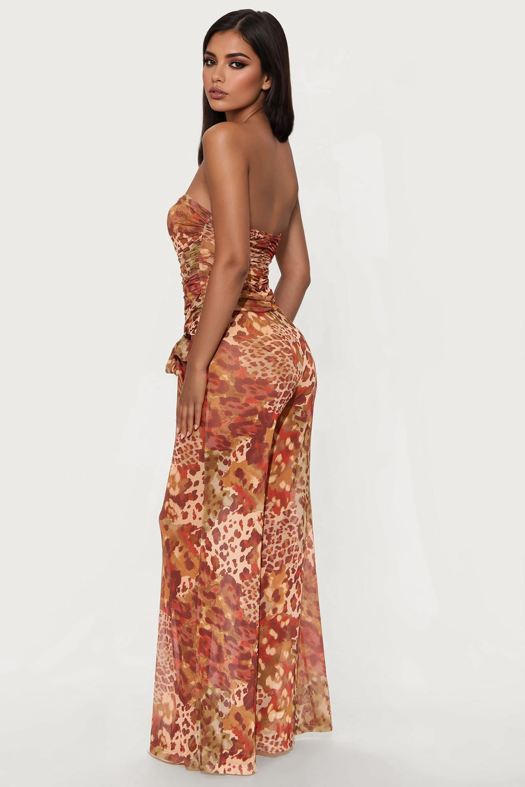 Keep It A Secret Mesh Jumpsuit - Rust/combo
