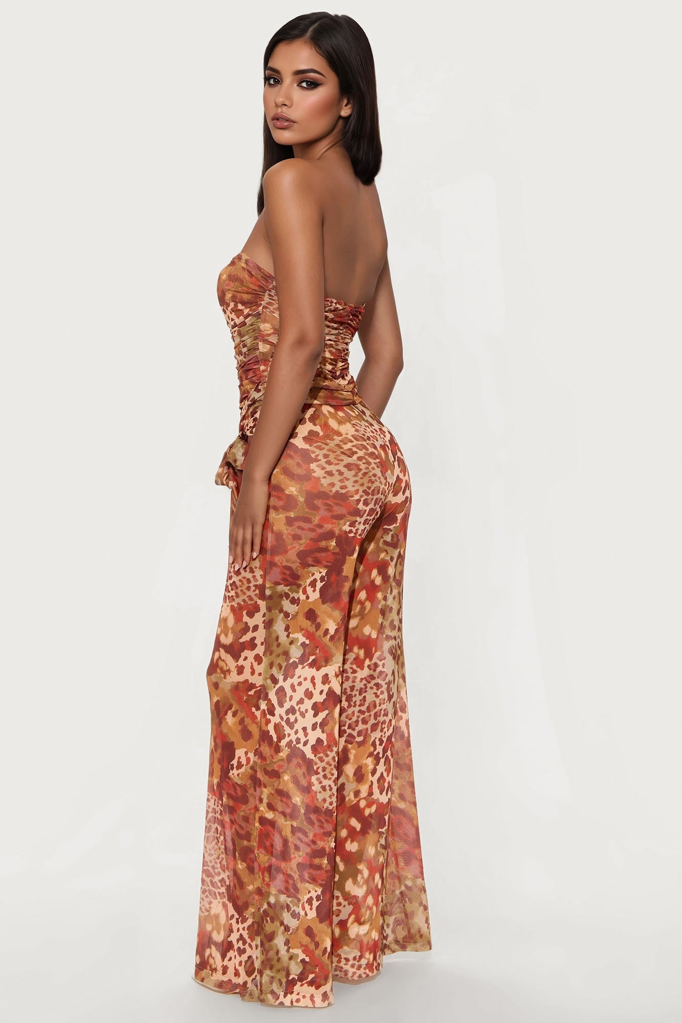Keep It A Secret Mesh Jumpsuit - Rust/combo