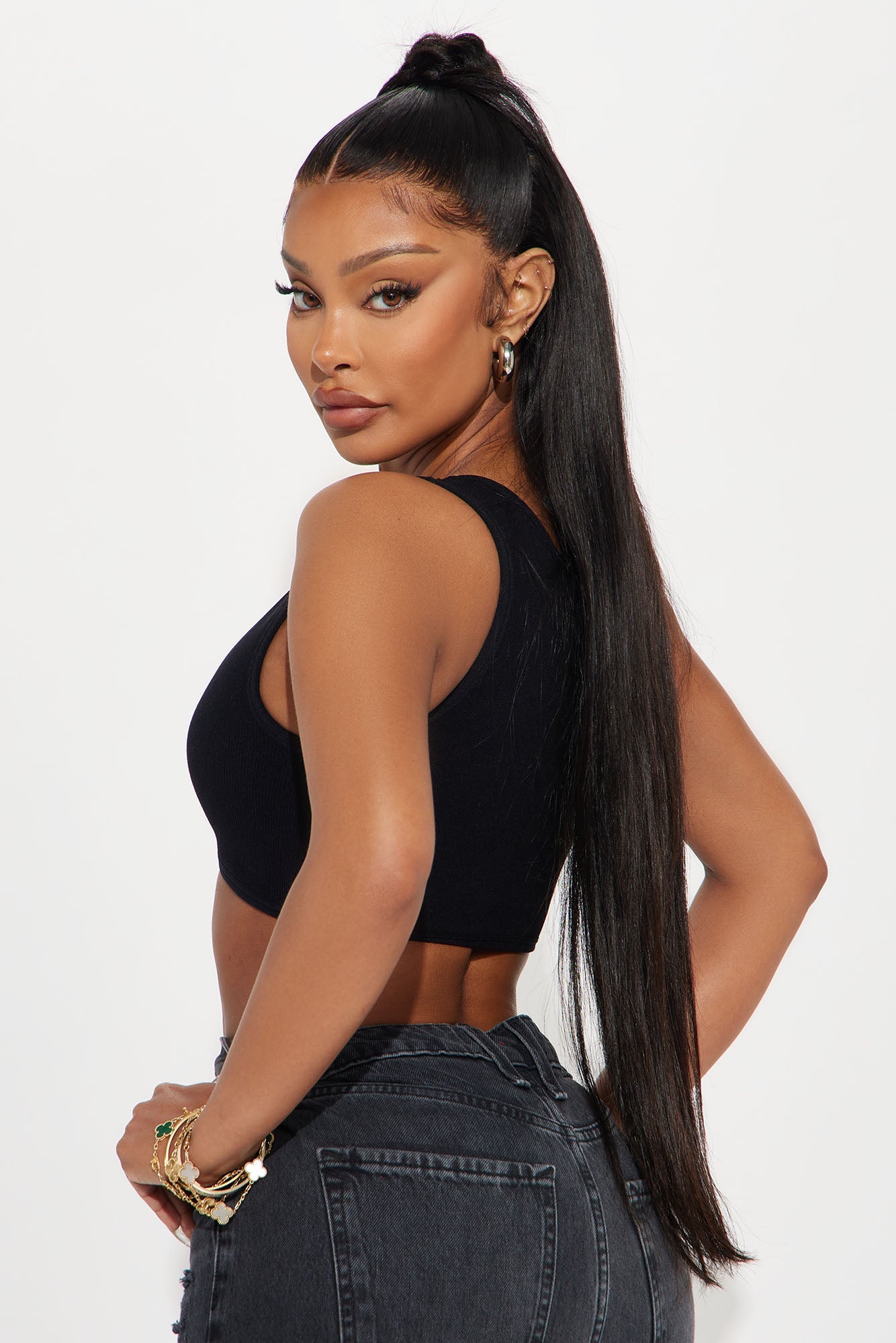 Set The Vibe Buckle Top - Black
