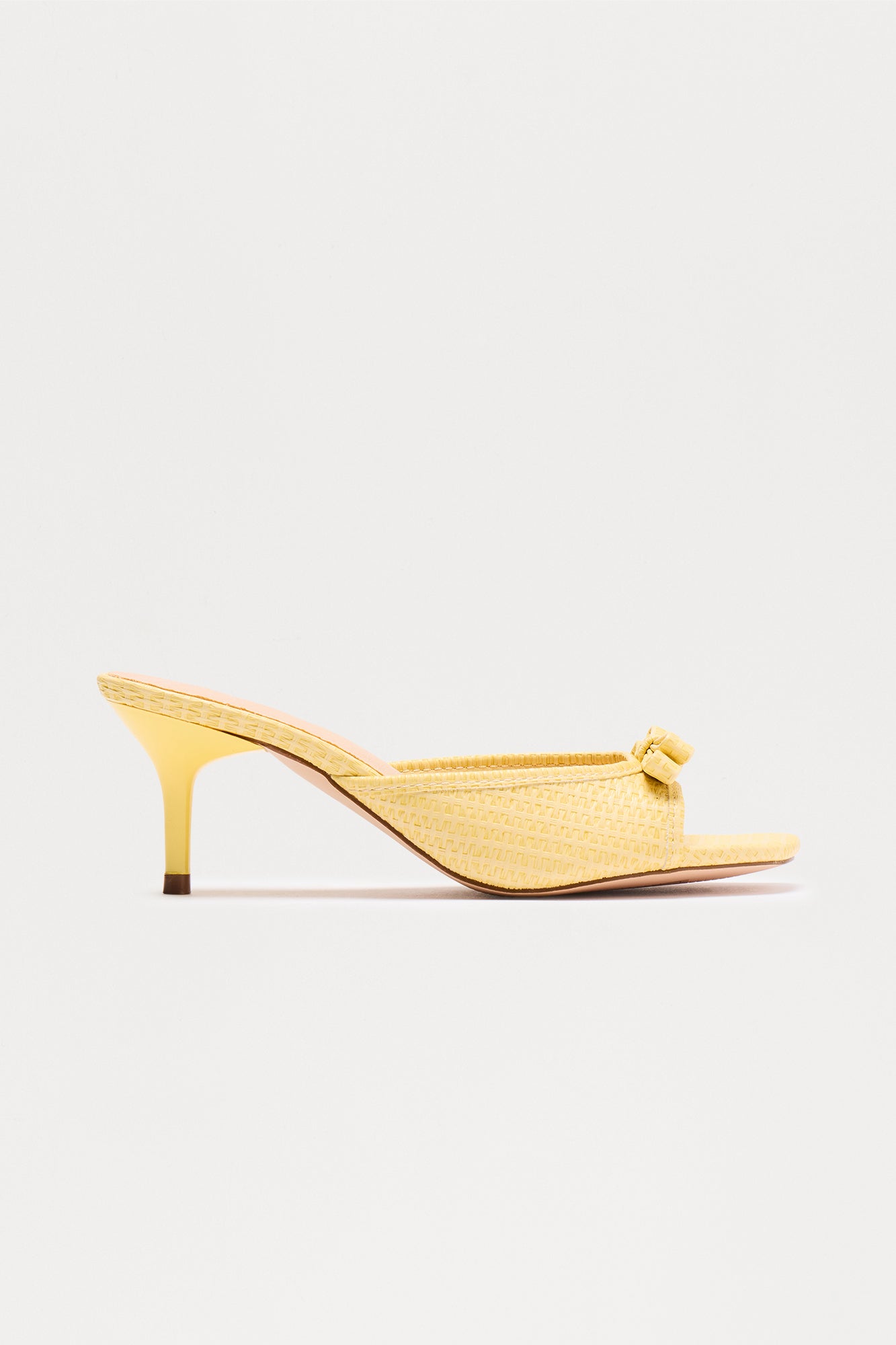 Sorrento Bow Raffia Mules - Yellow