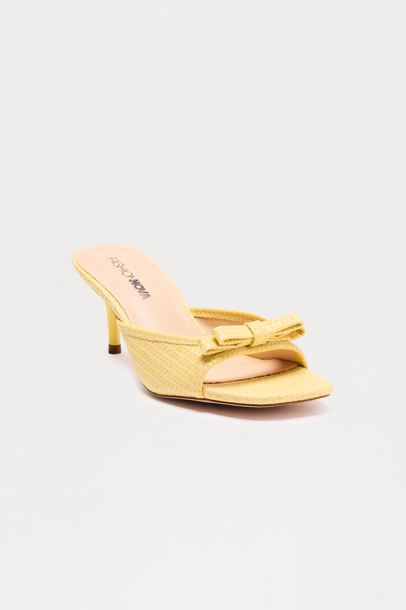 Sorrento Bow Raffia Mules - Yellow