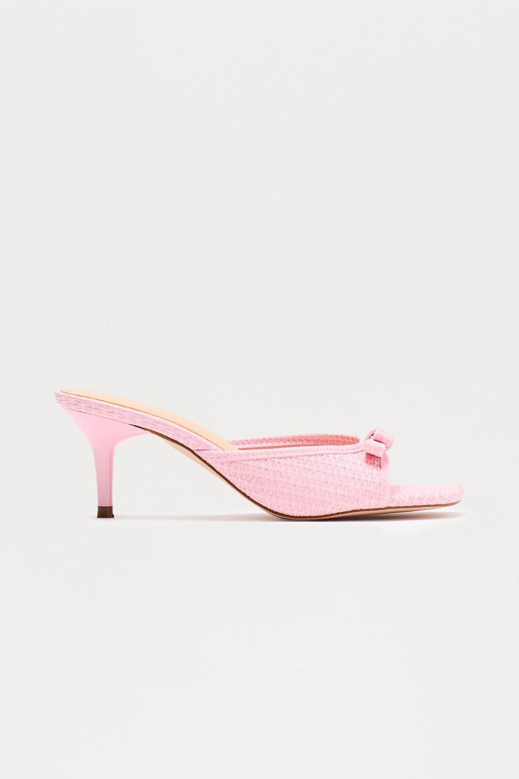 Sorrento Bow Raffia Mules - Pink