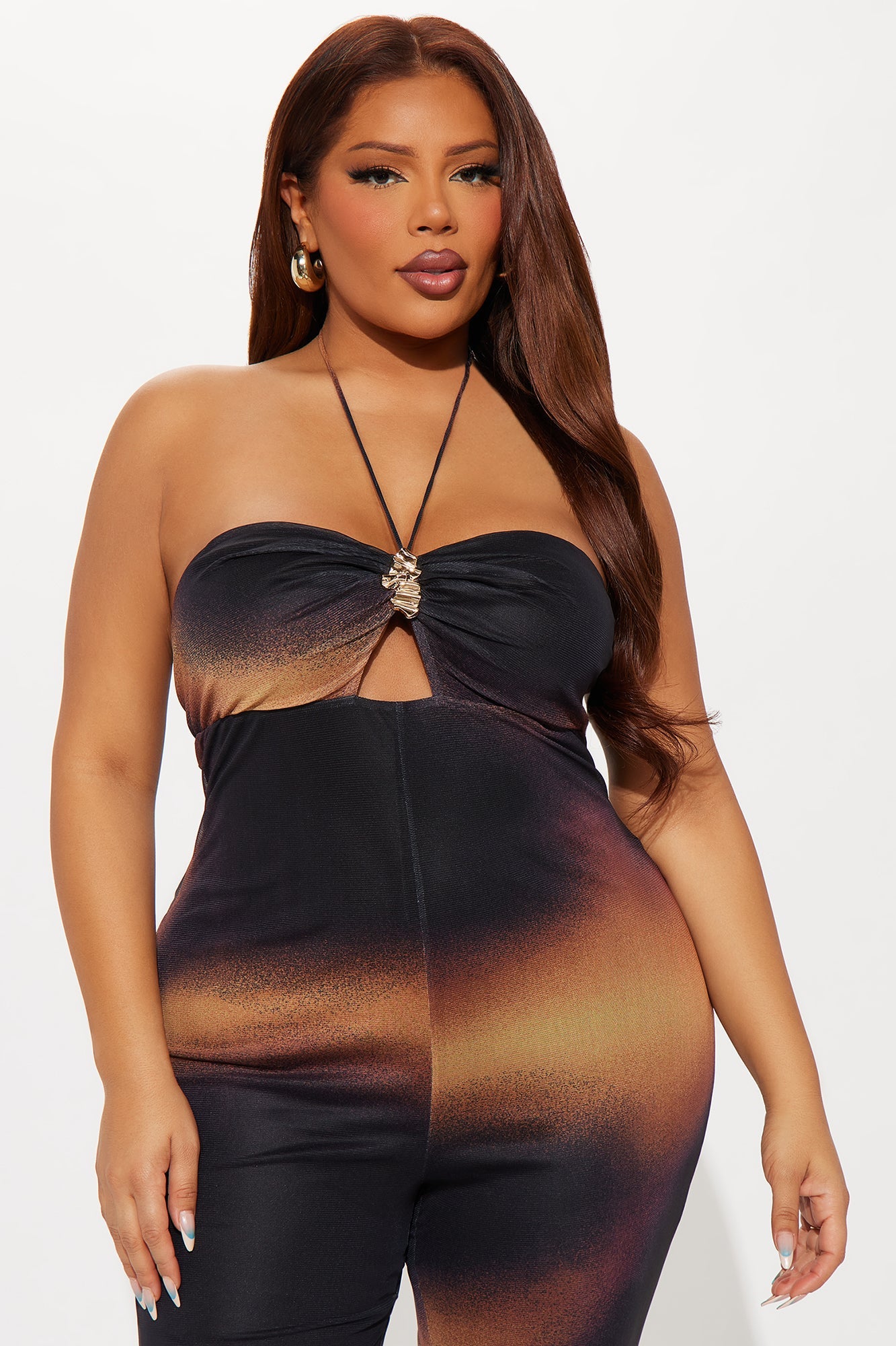 Causing Commotion Mesh Jumpsuit - Black/Orange