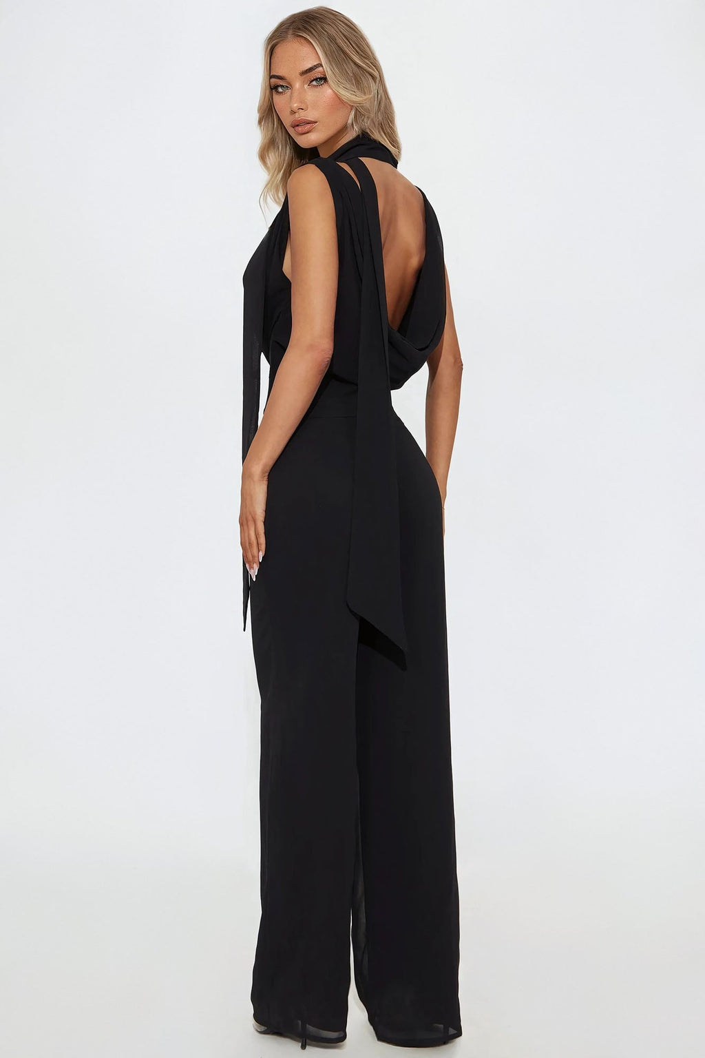 Want You Back Chiffon Jumpsuit - Black