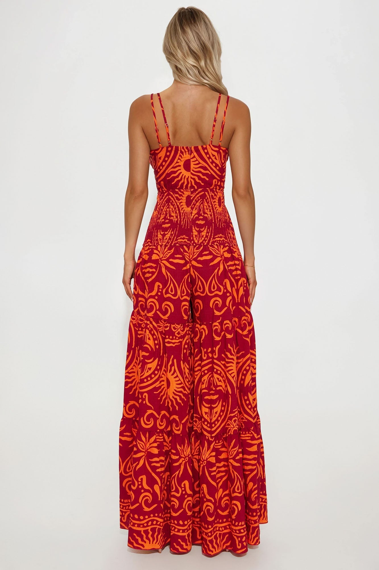 Kamiyah Tropical Printed Jumpsuit - Burgundy/combo