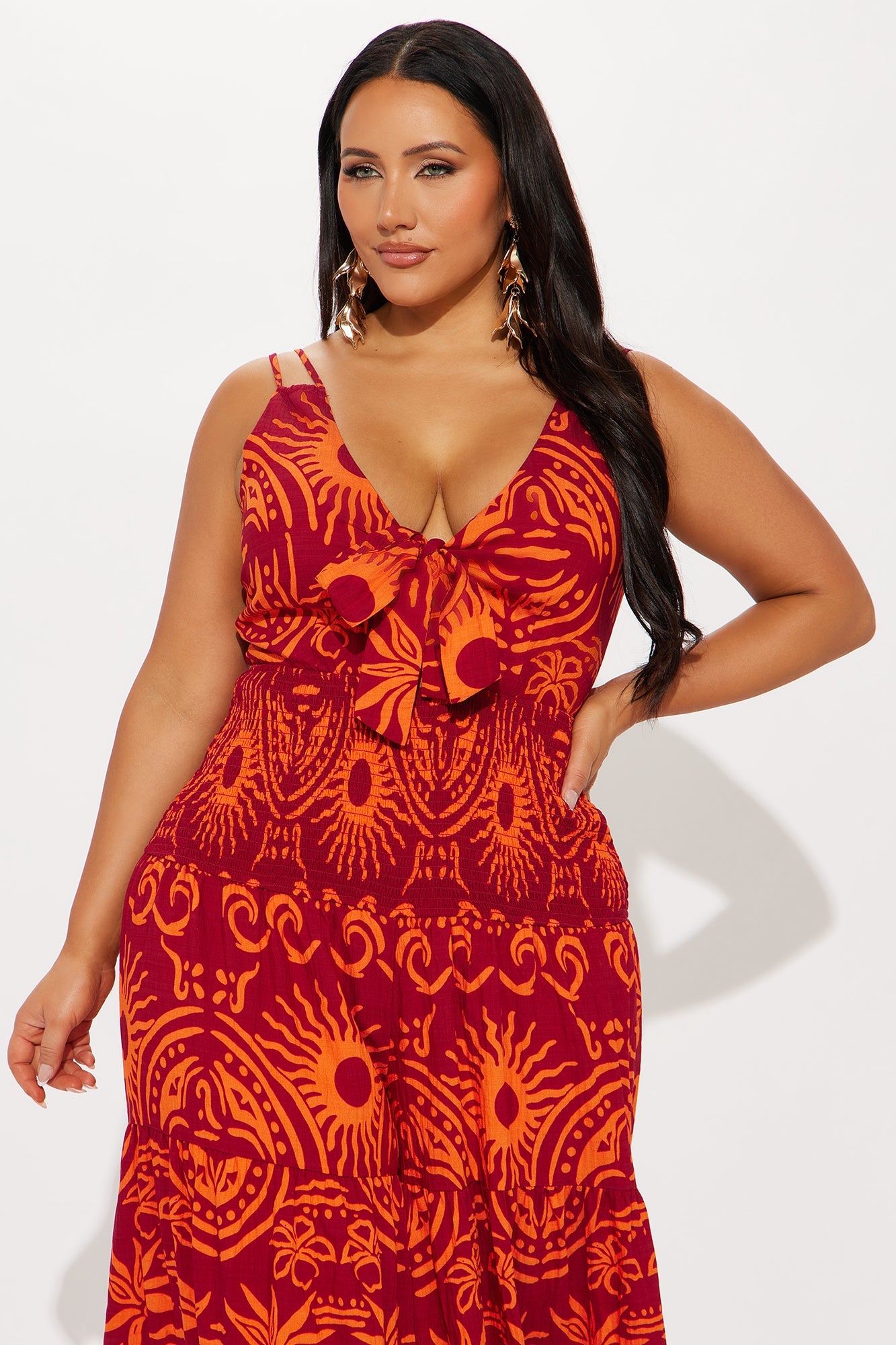 Kamiyah Tropical Printed Jumpsuit - Burgundy/combo
