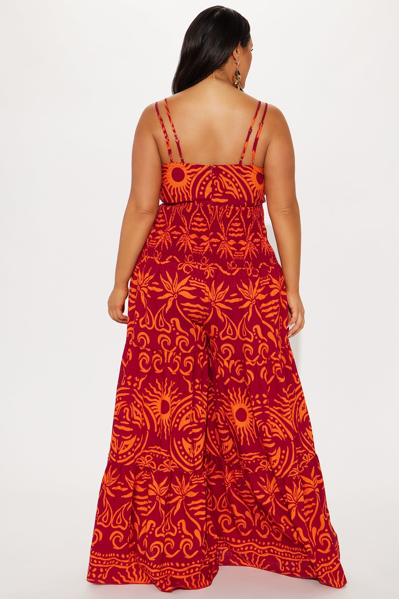 Kamiyah Tropical Printed Jumpsuit - Burgundy/combo