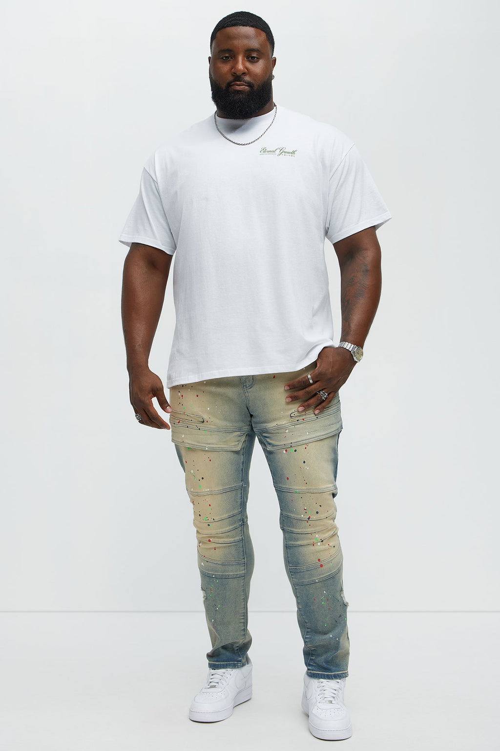 Made It Paint Splatter Skinny Jeans - Light Blue Wash