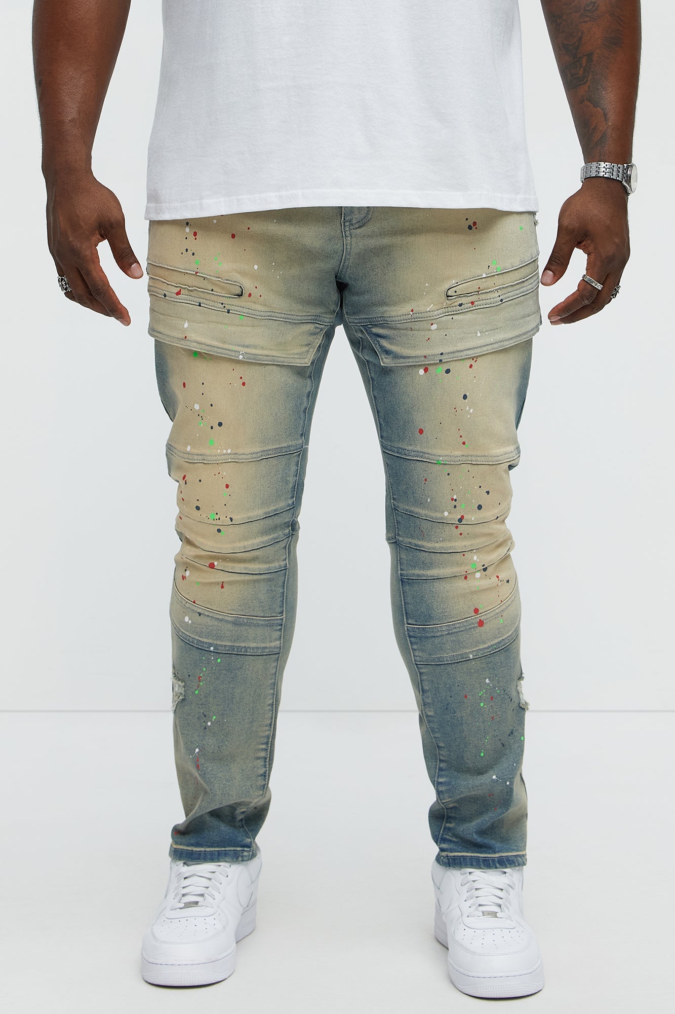 Made It Paint Splatter Skinny Jeans - Light Blue Wash