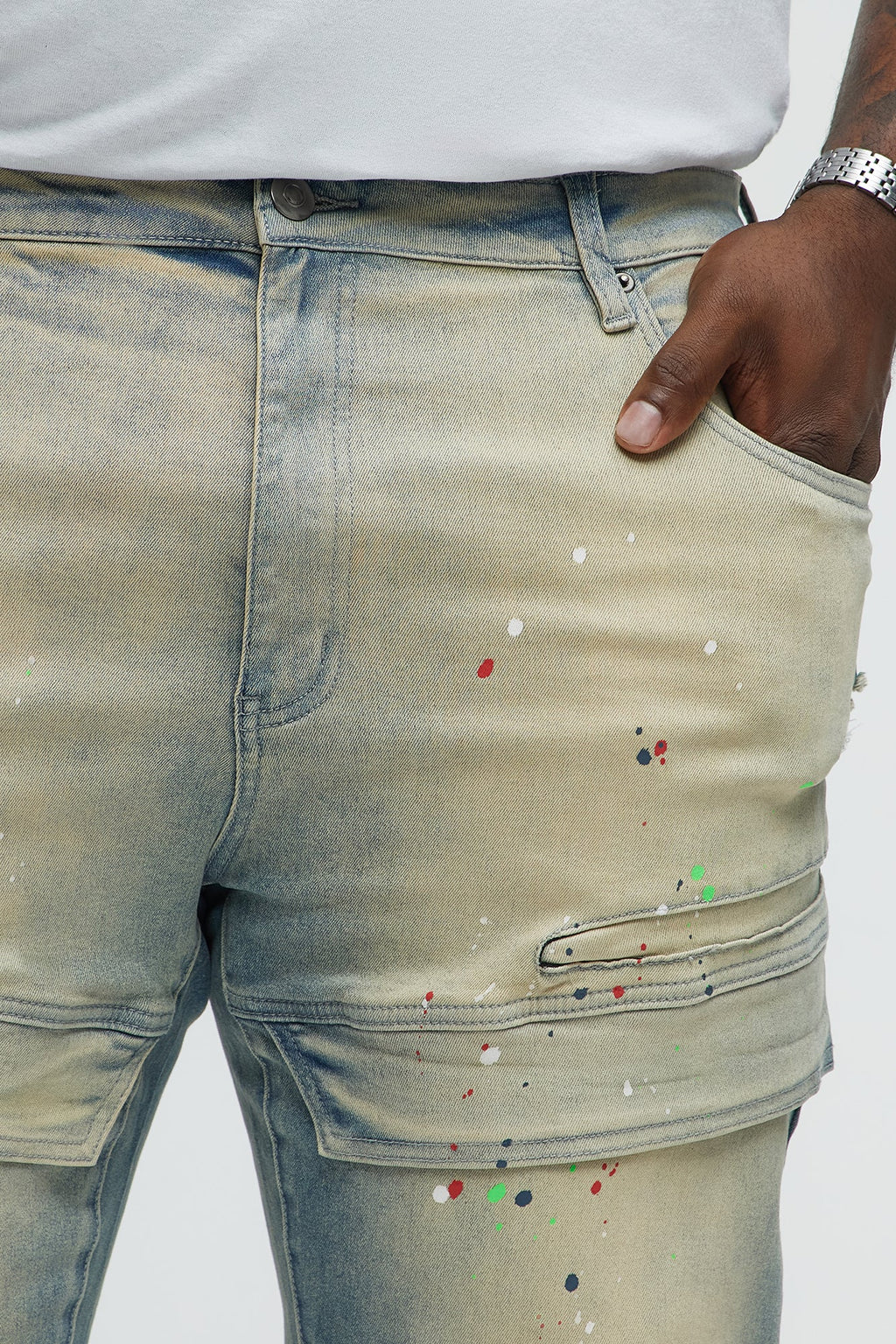 Made It Paint Splatter Skinny Jeans - Light Blue Wash