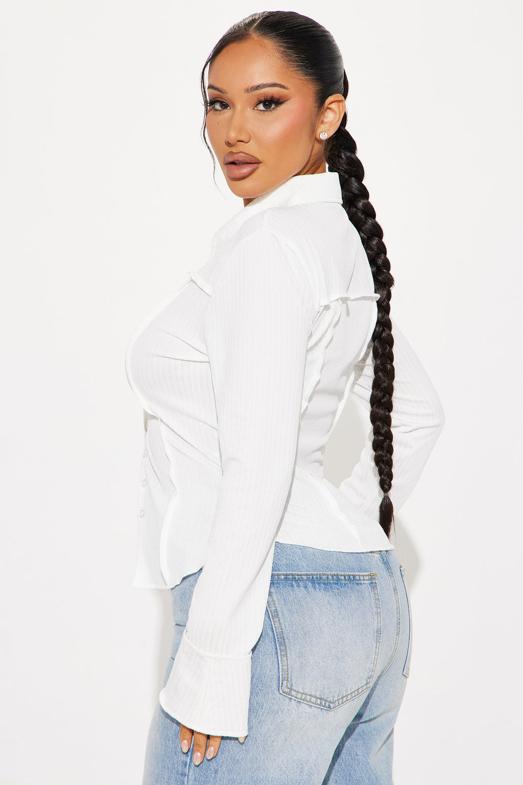 Catalina Island Button Up Top - White