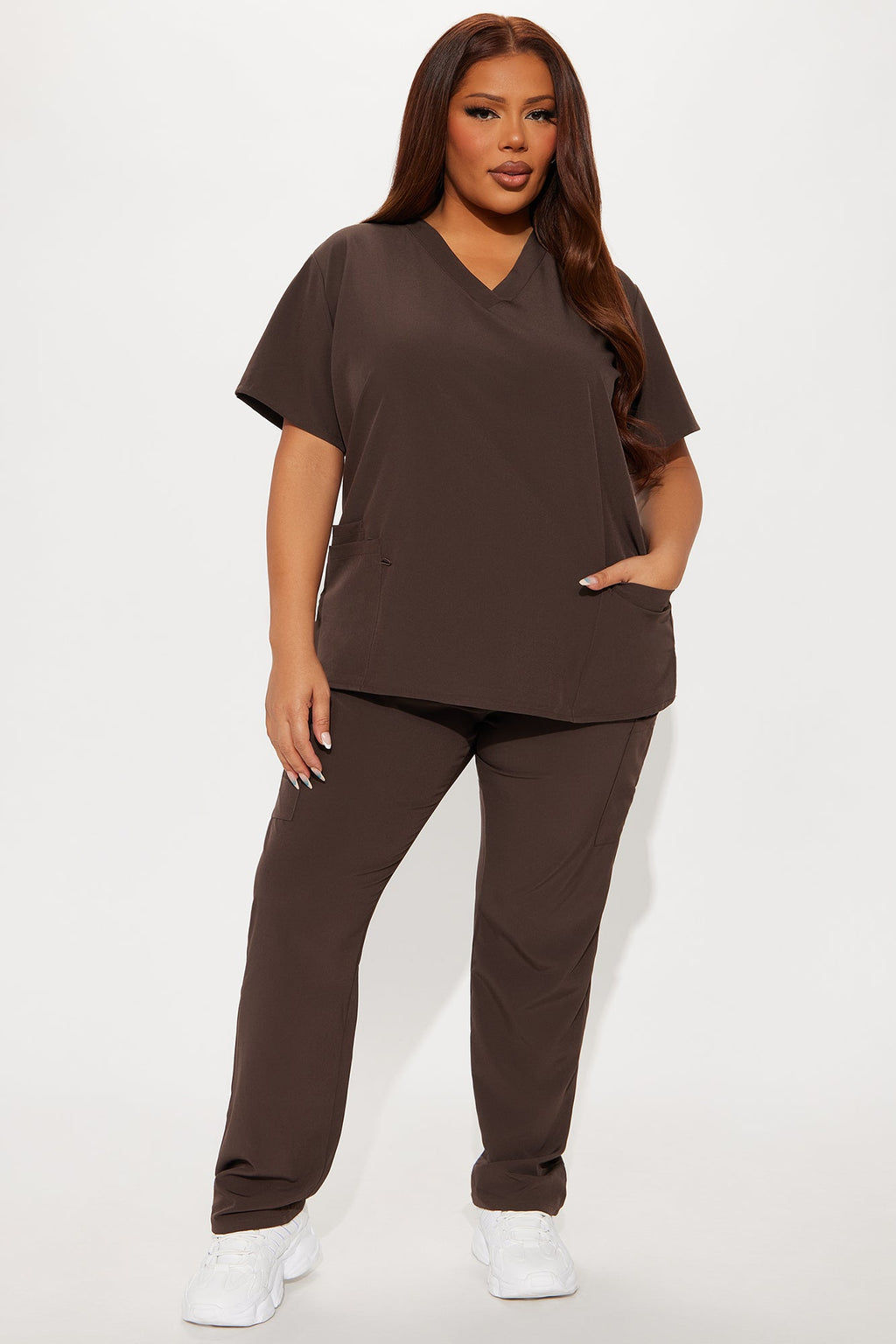 Always Ready 4 Way Stretch Scrub Uniform Pant Set - Dark Brown