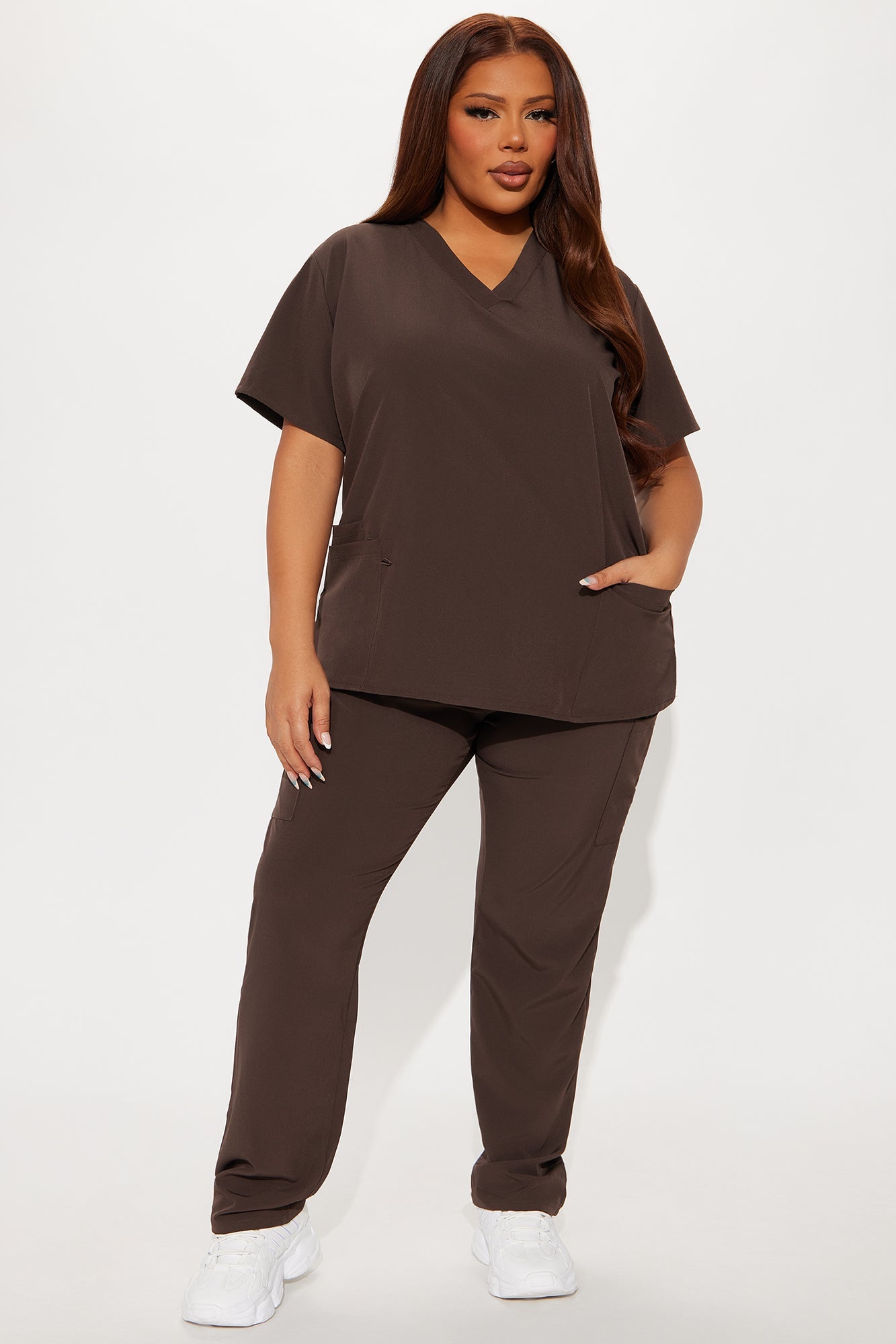 Always Ready 4 Way Stretch Scrub Uniform Pant Set - Dark Brown