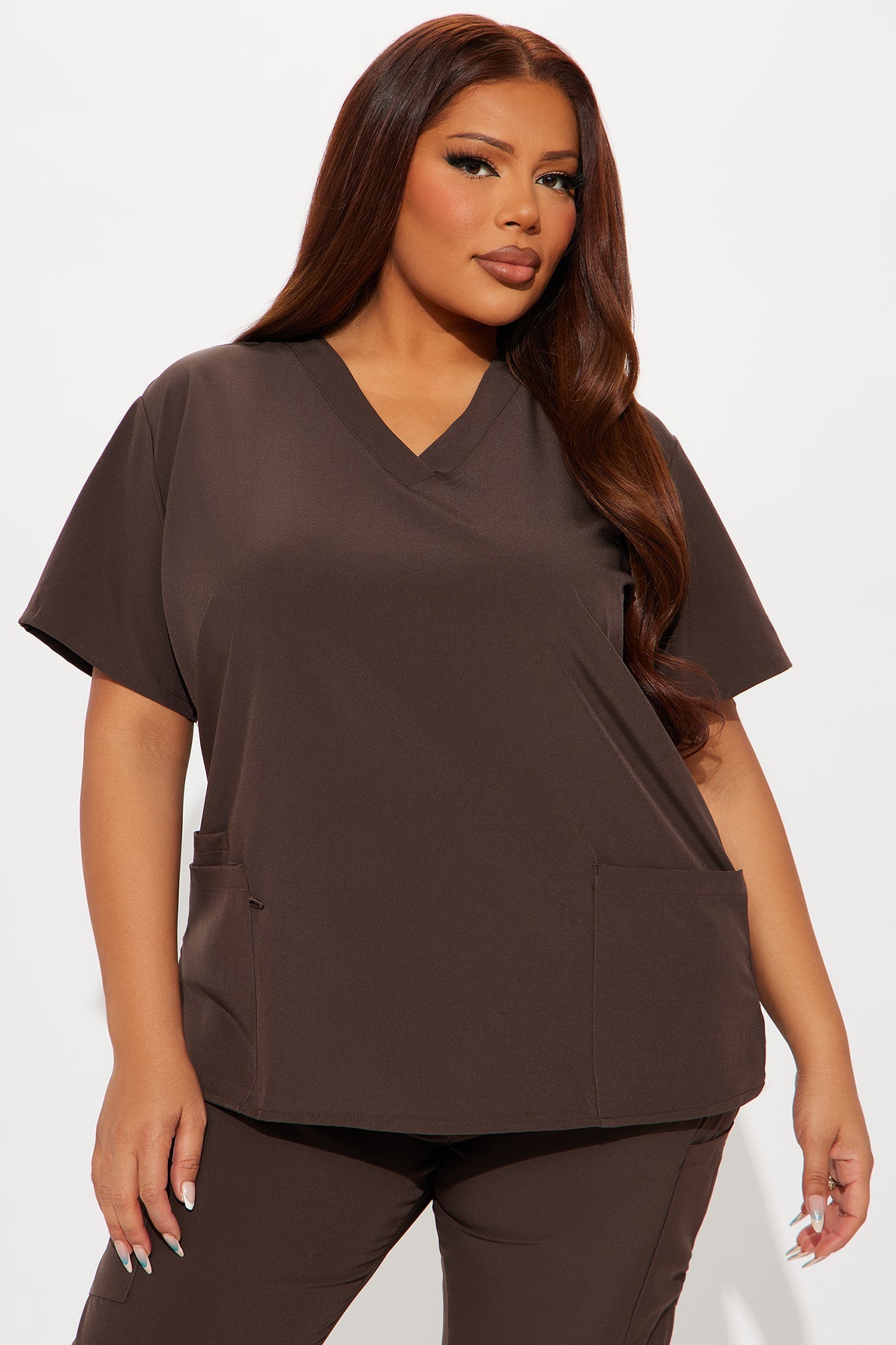 Always Ready 4 Way Stretch Scrub Uniform Pant Set - Dark Brown