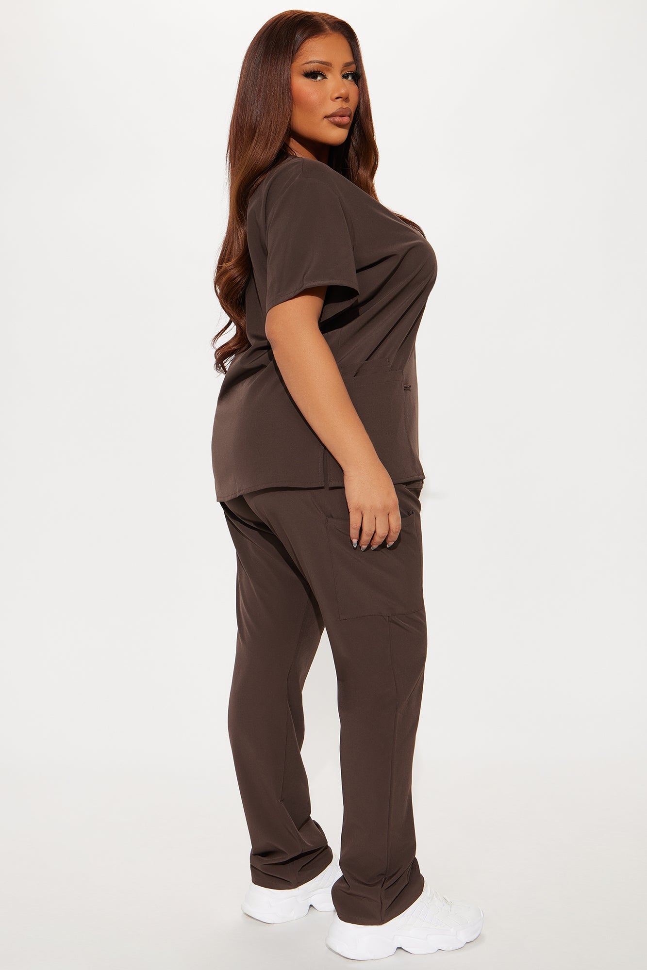 Always Ready 4 Way Stretch Scrub Uniform Pant Set - Dark Brown