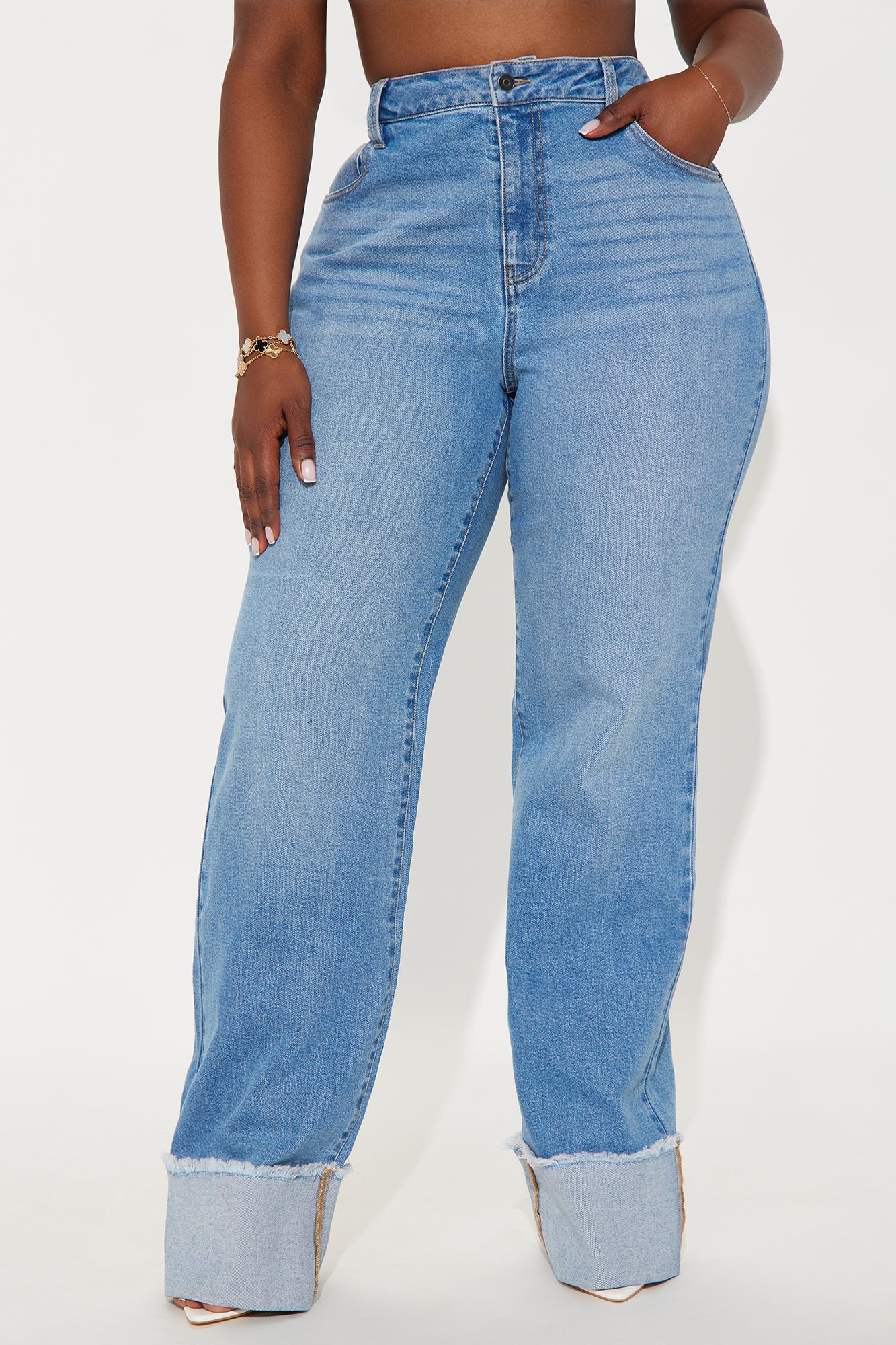 Tall All The While Cuffed Wide Leg Jeans - Light Wash