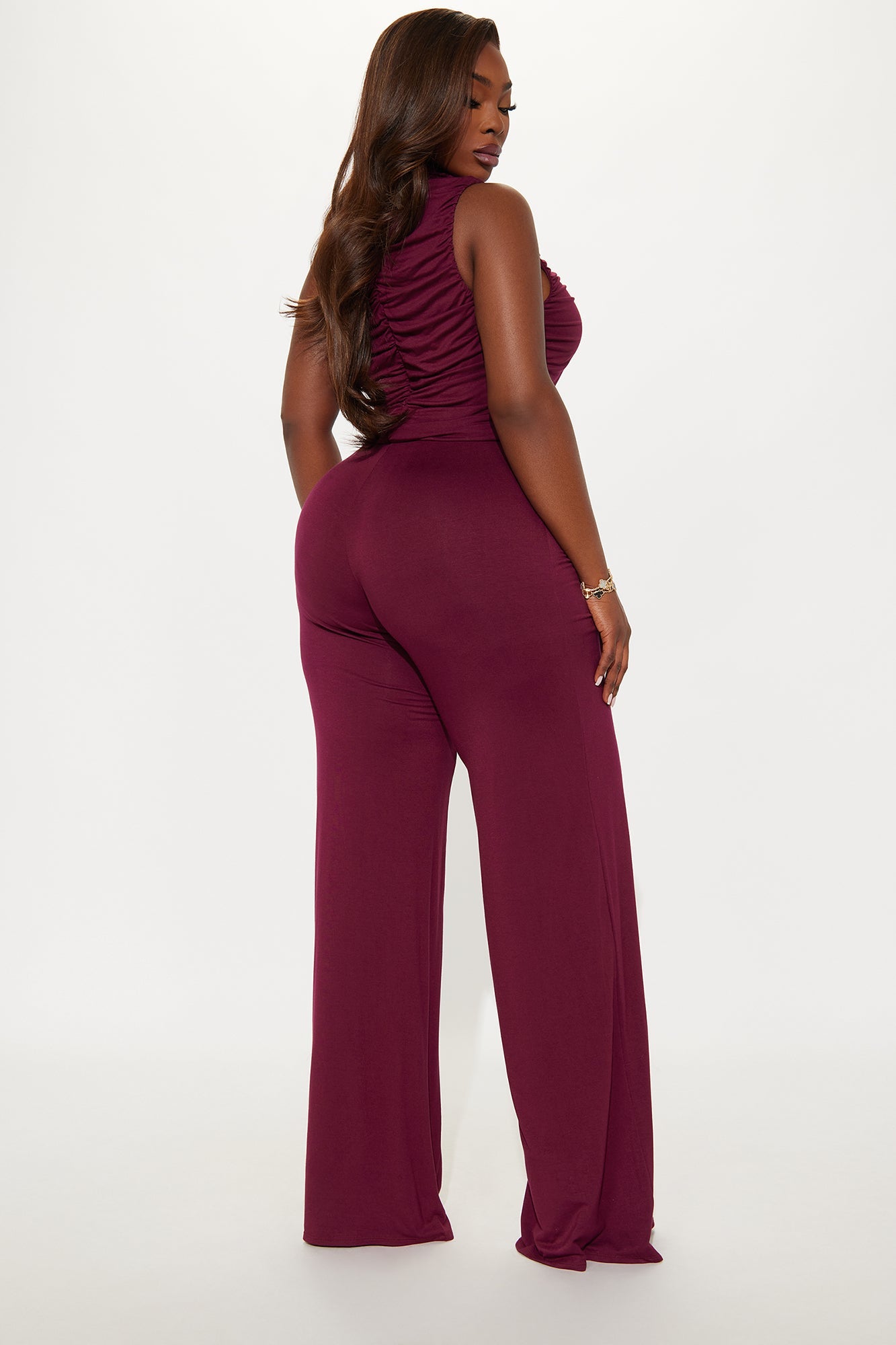 Anaisha Wide Leg Jumpsuit - Burgundy