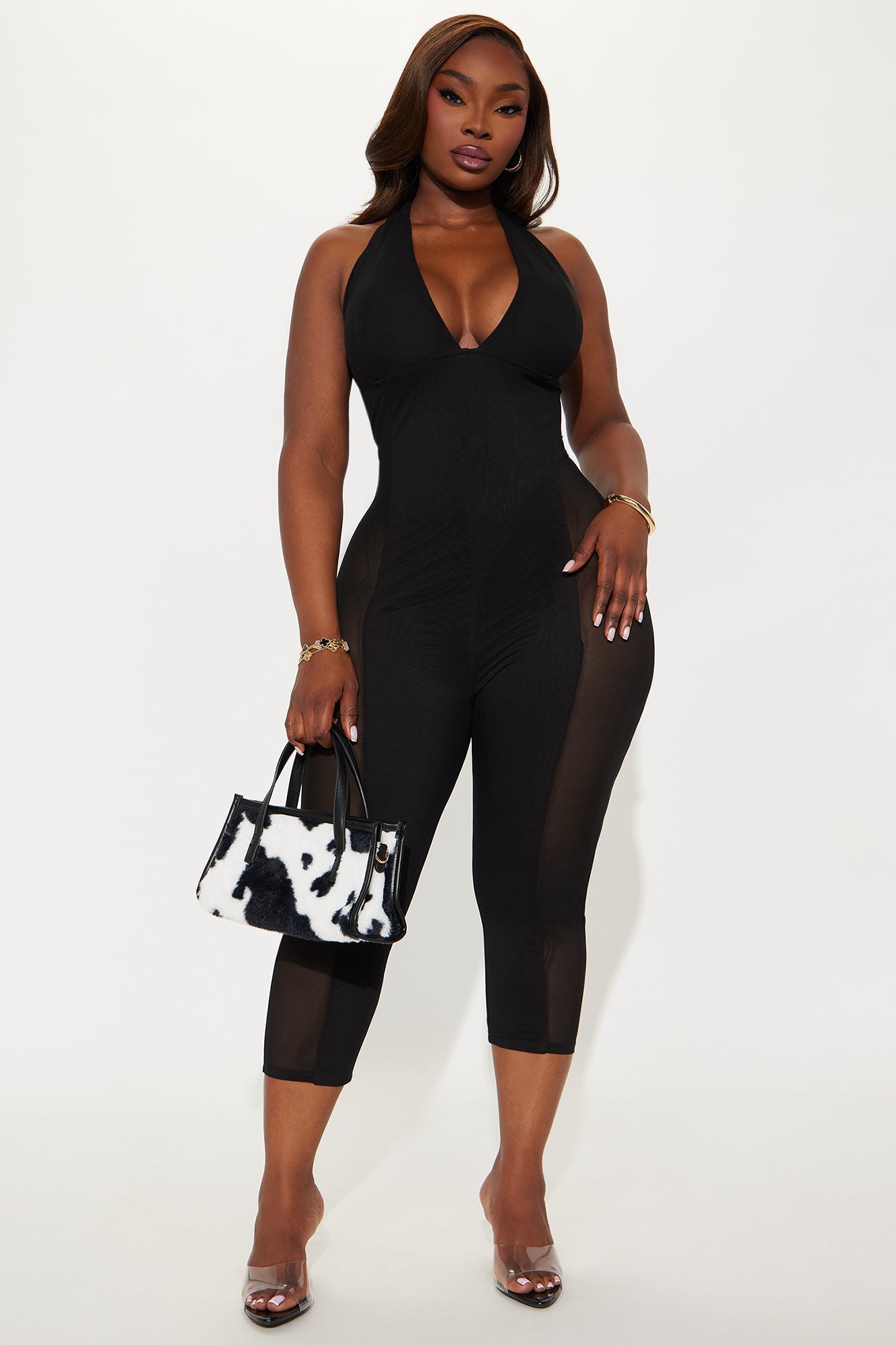The Main Stage Mesh Capri Jumpsuit - Black