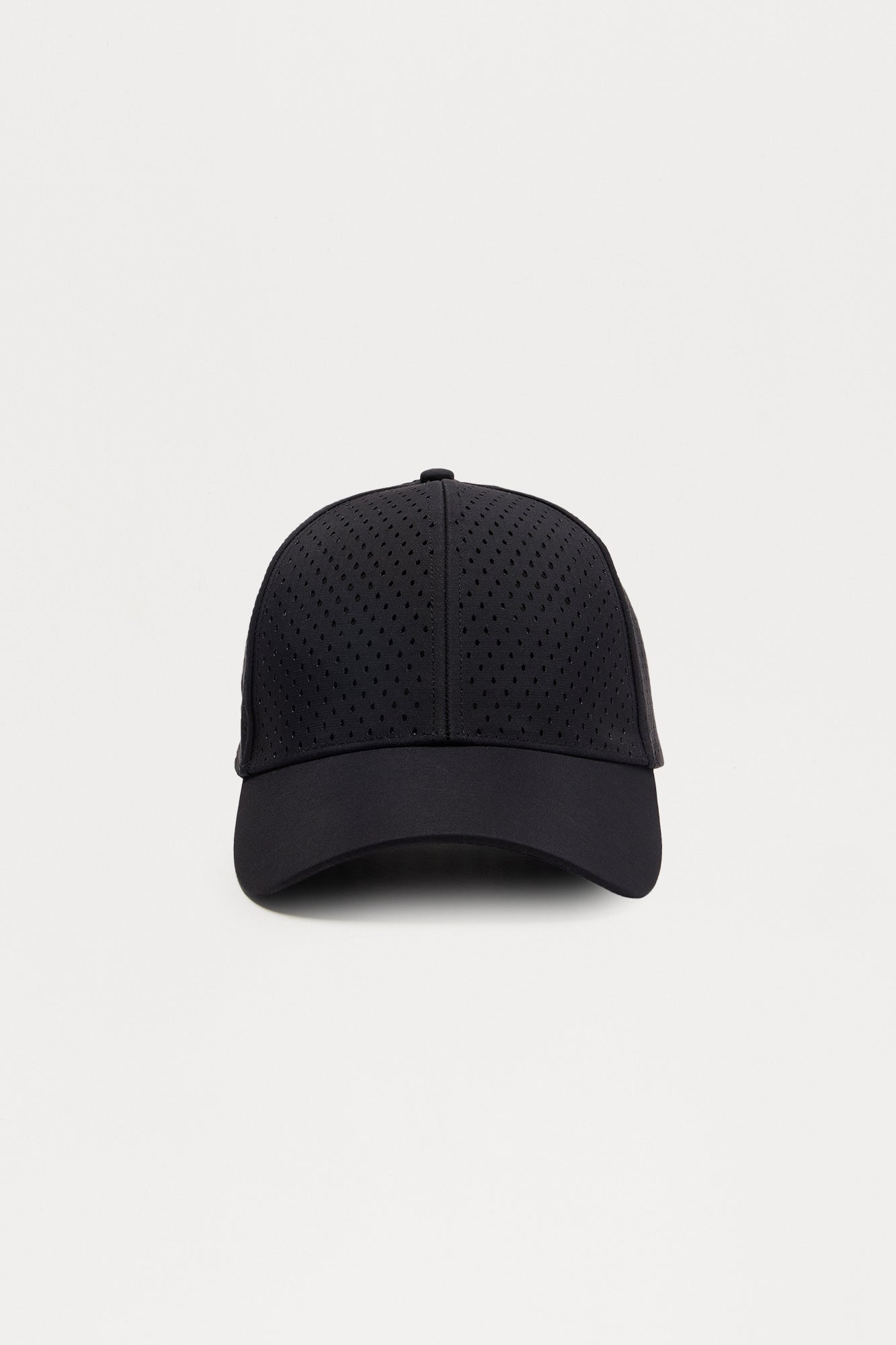 Air Perforated 6 Panel Strapback Hat - Black
