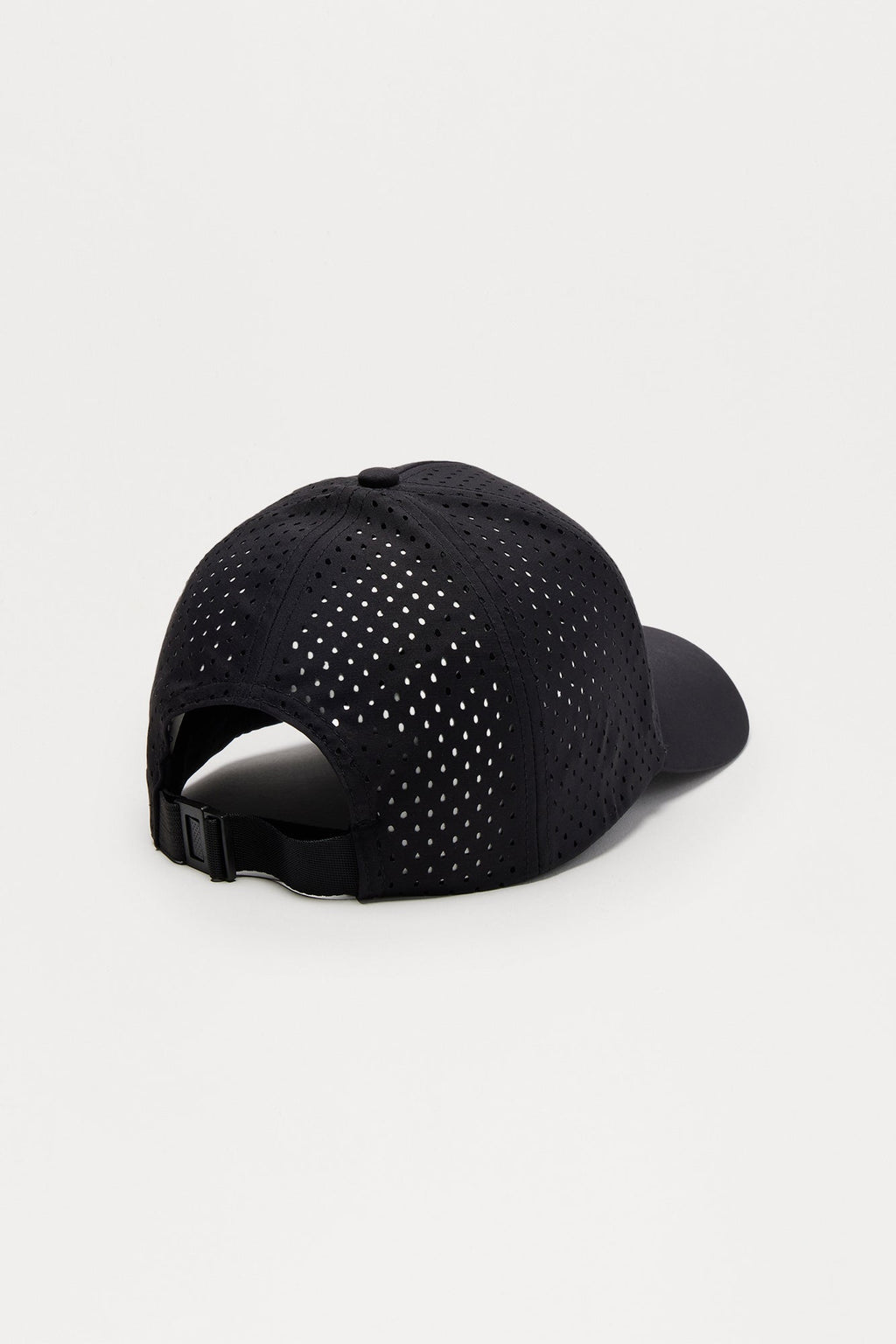 Air Perforated 6 Panel Strapback Hat - Black