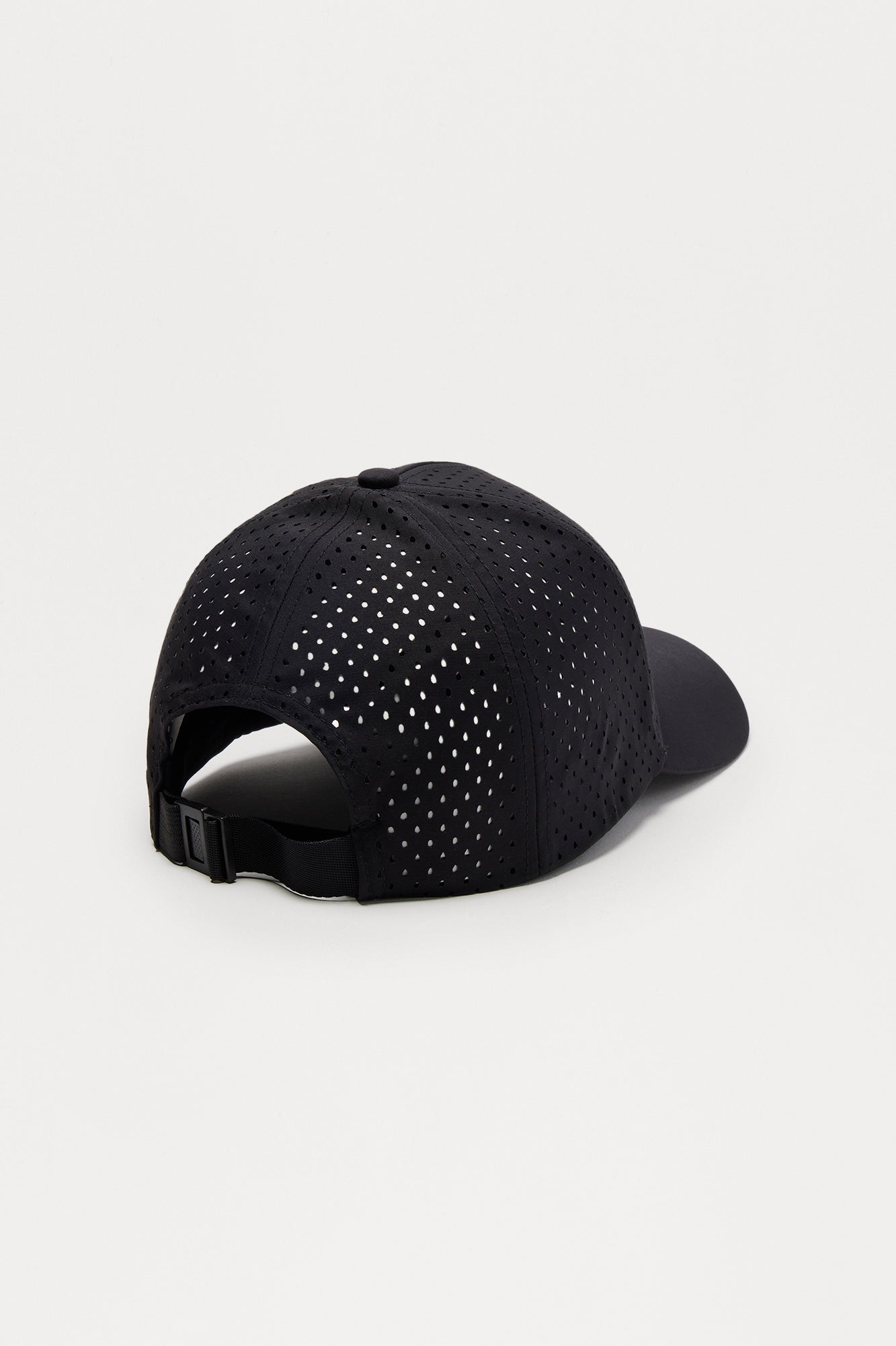 Air Perforated 6 Panel Strapback Hat - Black