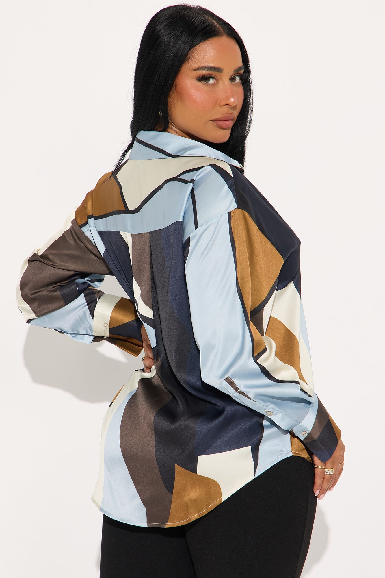 All The Little Things Satin Shirt  - Black/combo