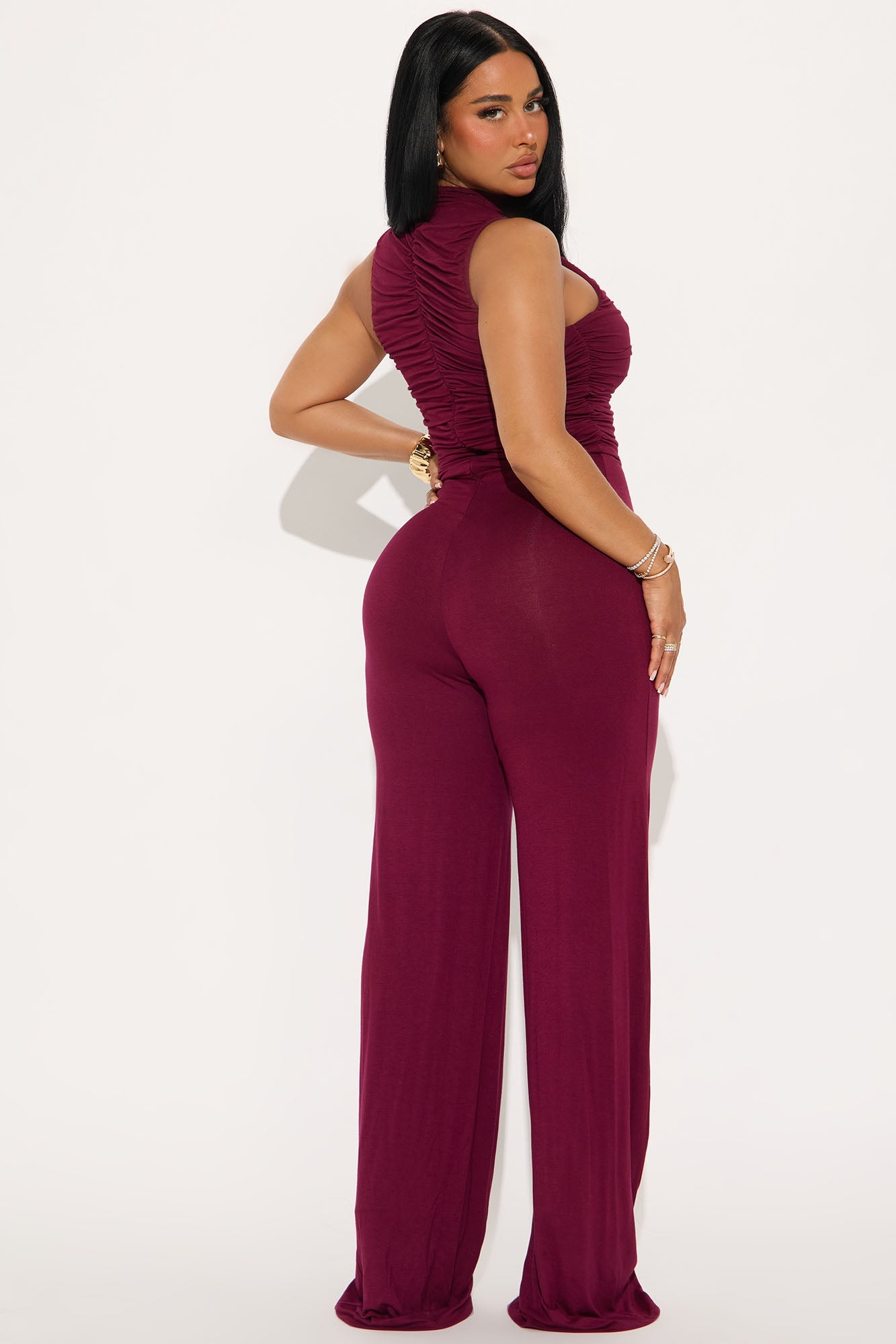 Anaisha Wide Leg Jumpsuit - Burgundy