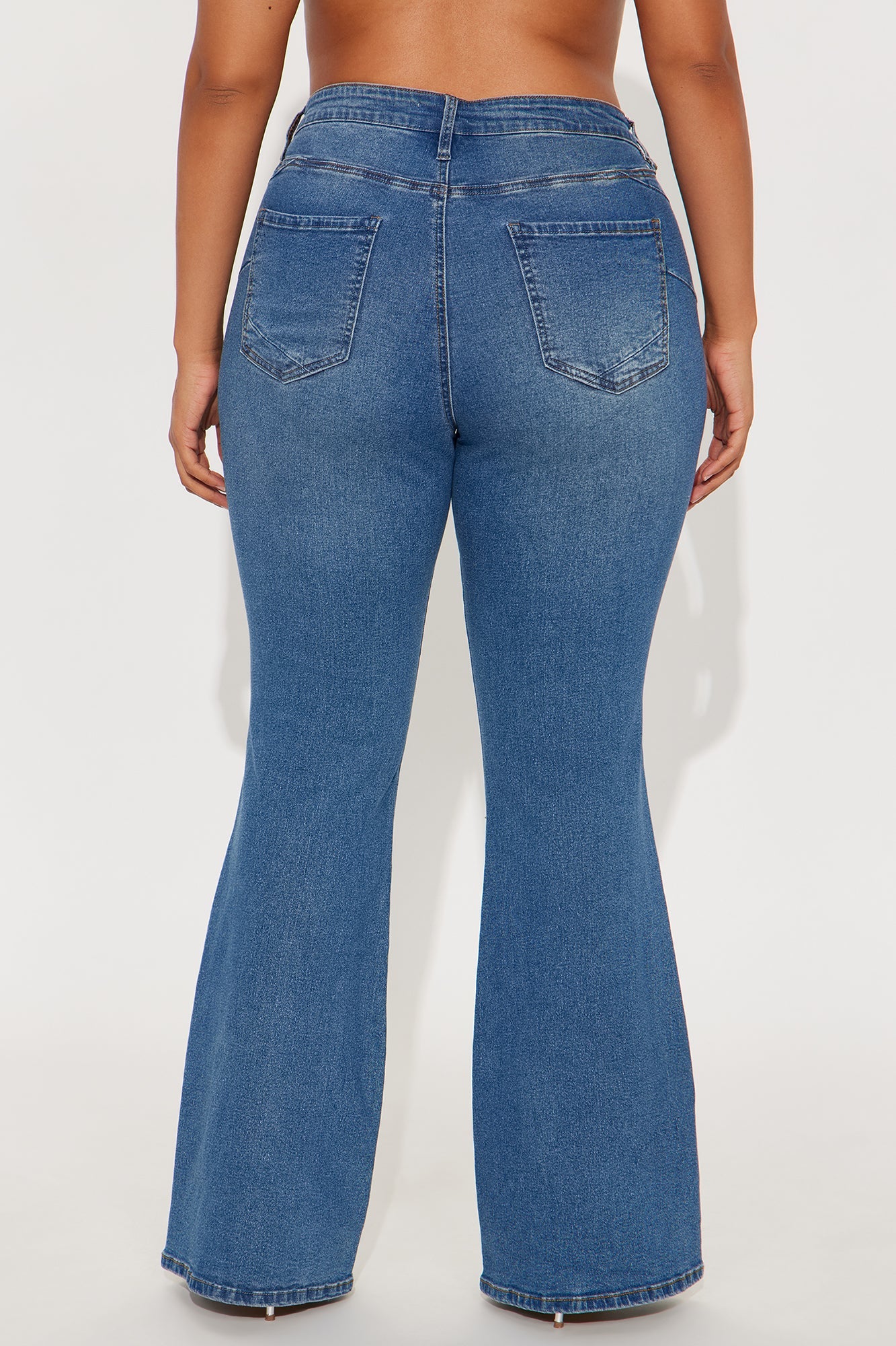 Vibe Check Curvy Stretch Flare Jeans  - Medium Wash