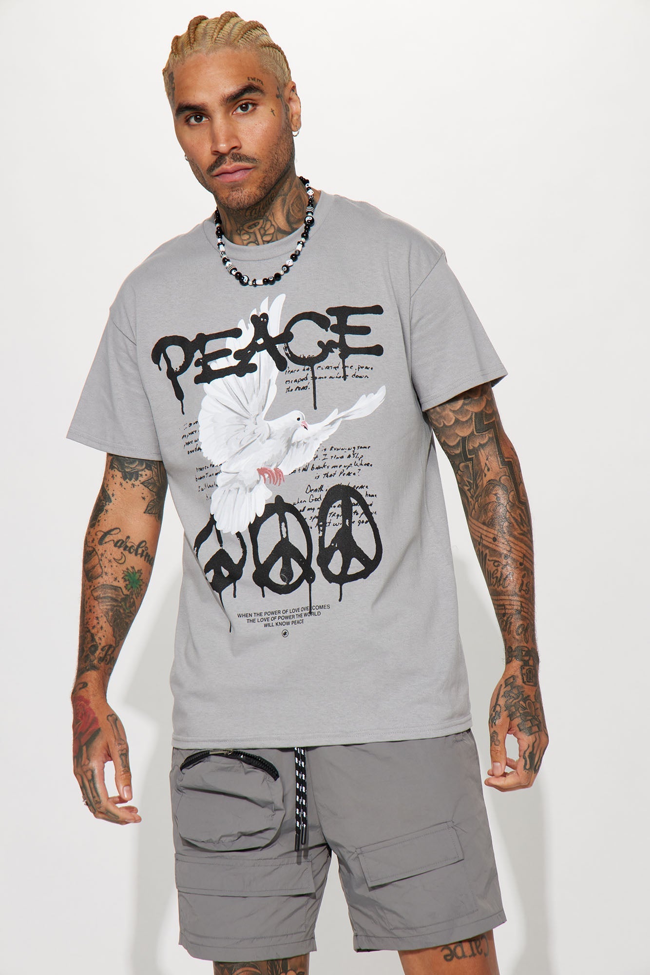 The Power Of Peace Short Sleeve Tee - Grey