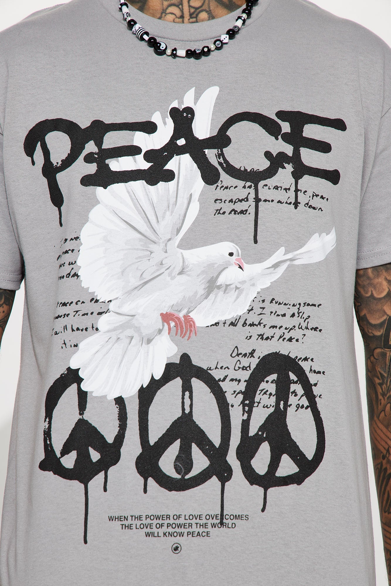 The Power Of Peace Short Sleeve Tee - Grey