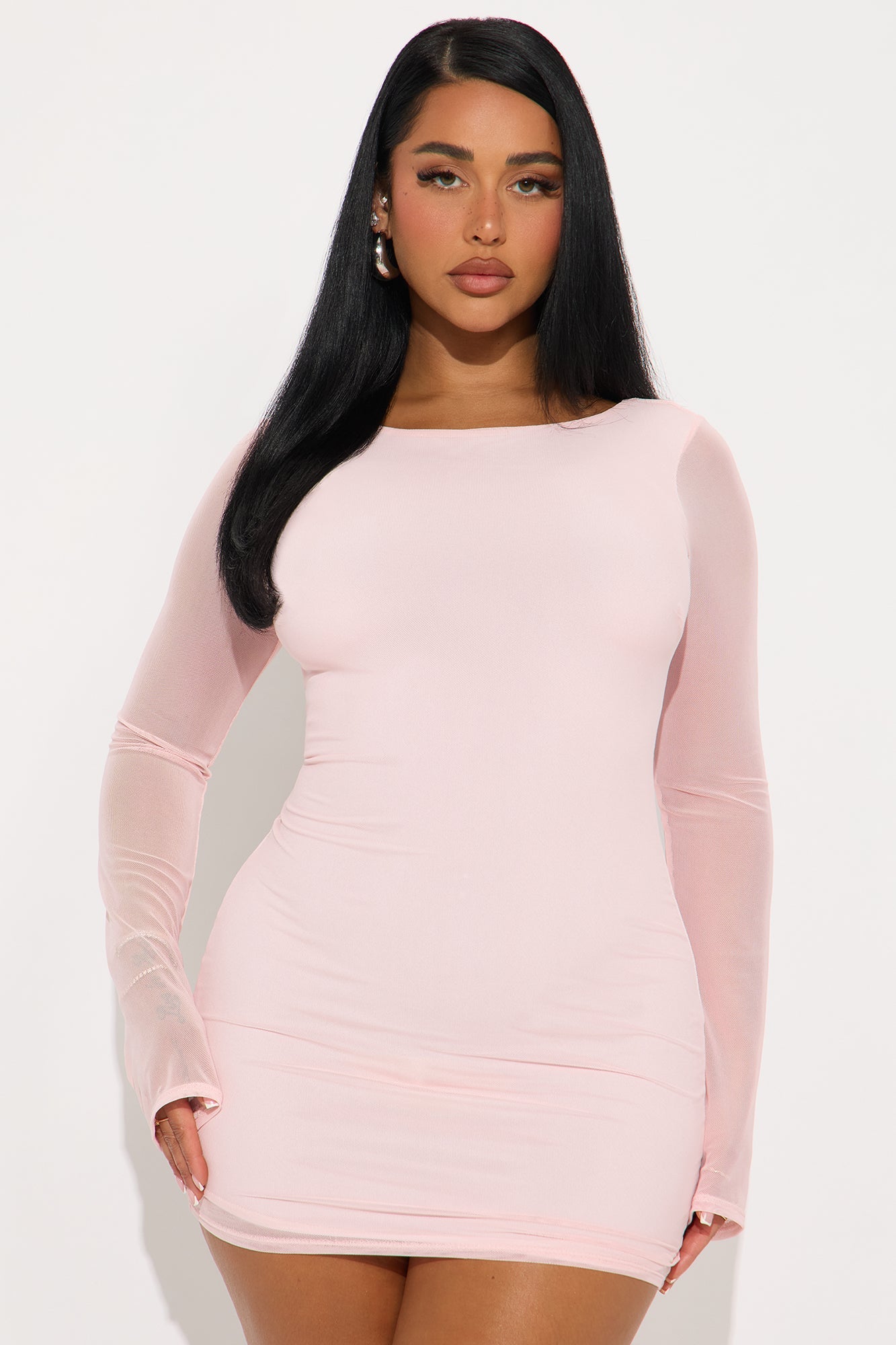 Bowed Beauty Mesh Mini Dress - Pink