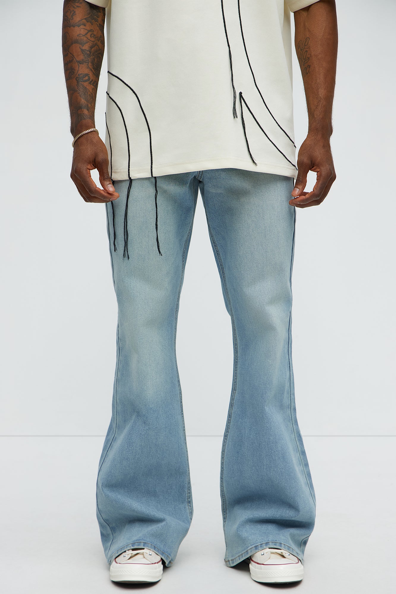 Stacked Slim Flare Grab Your Attention Jeans - Light Blue Wash
