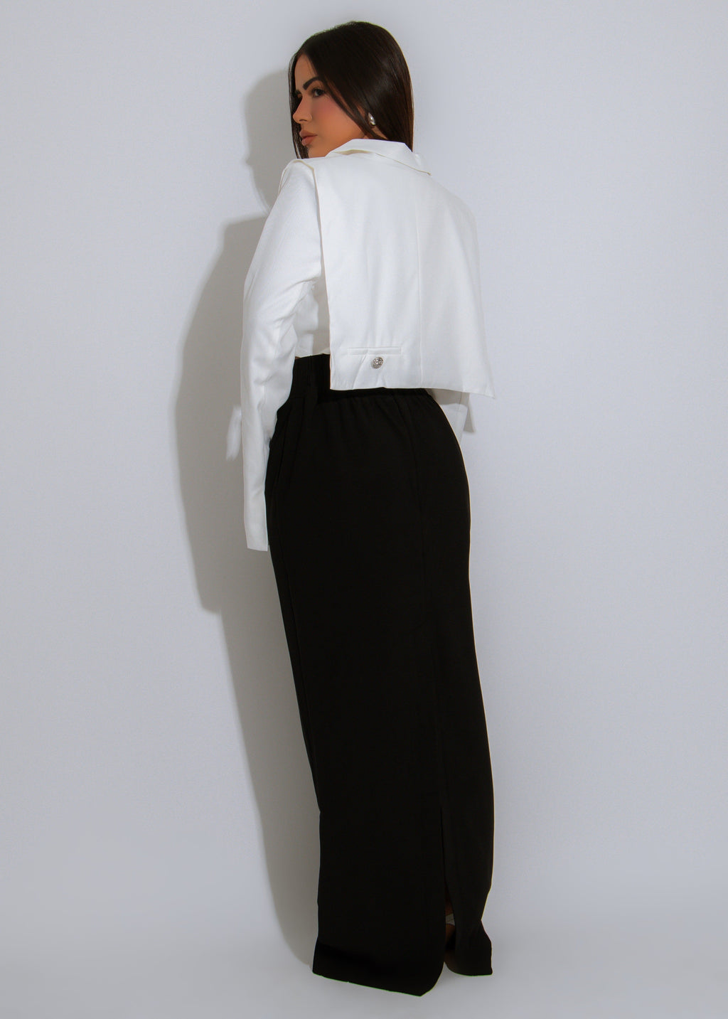 Luxe Line Skirt Set White
