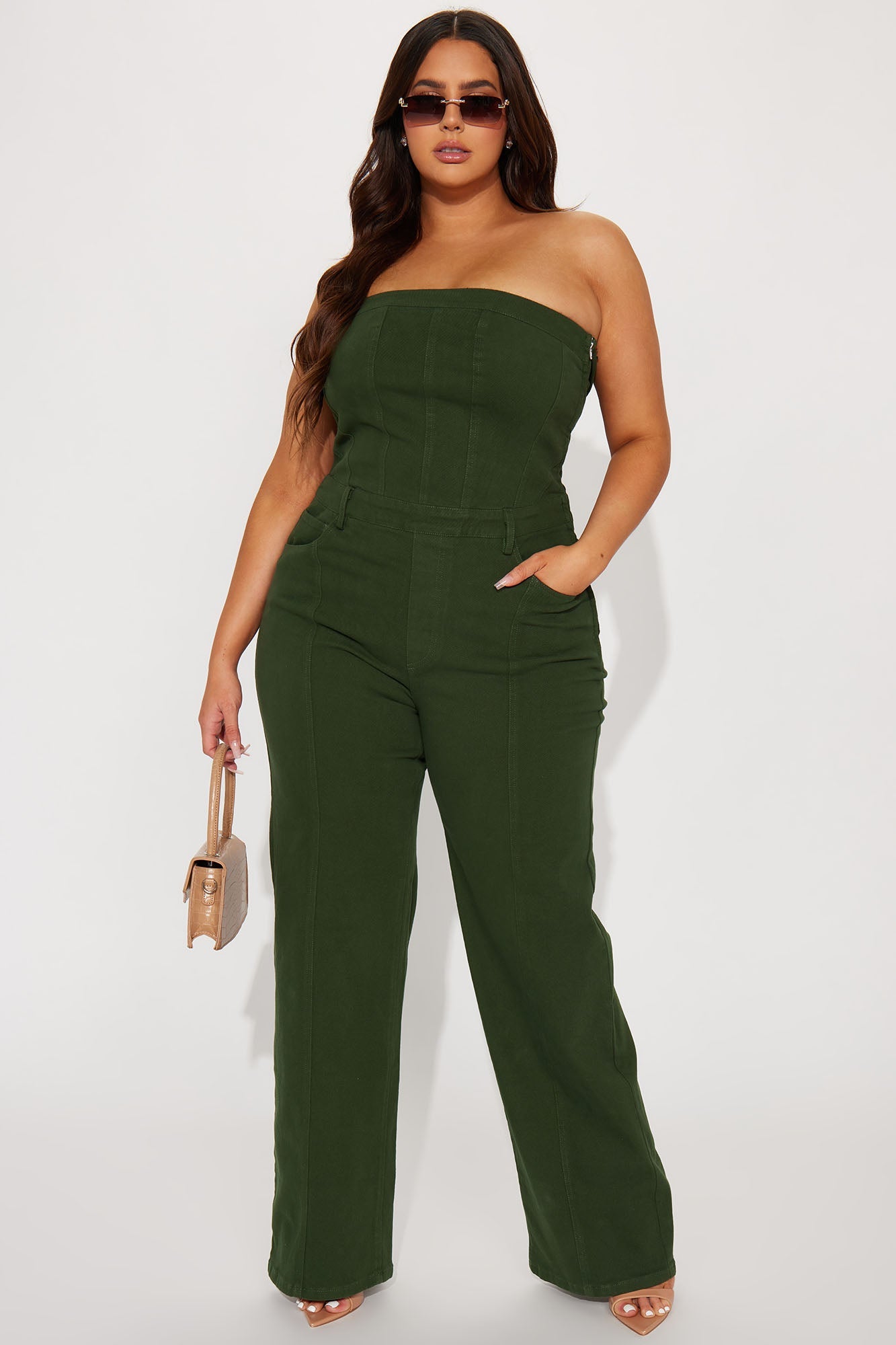 Mine For The Weekend Denim Jumpsuit - Green