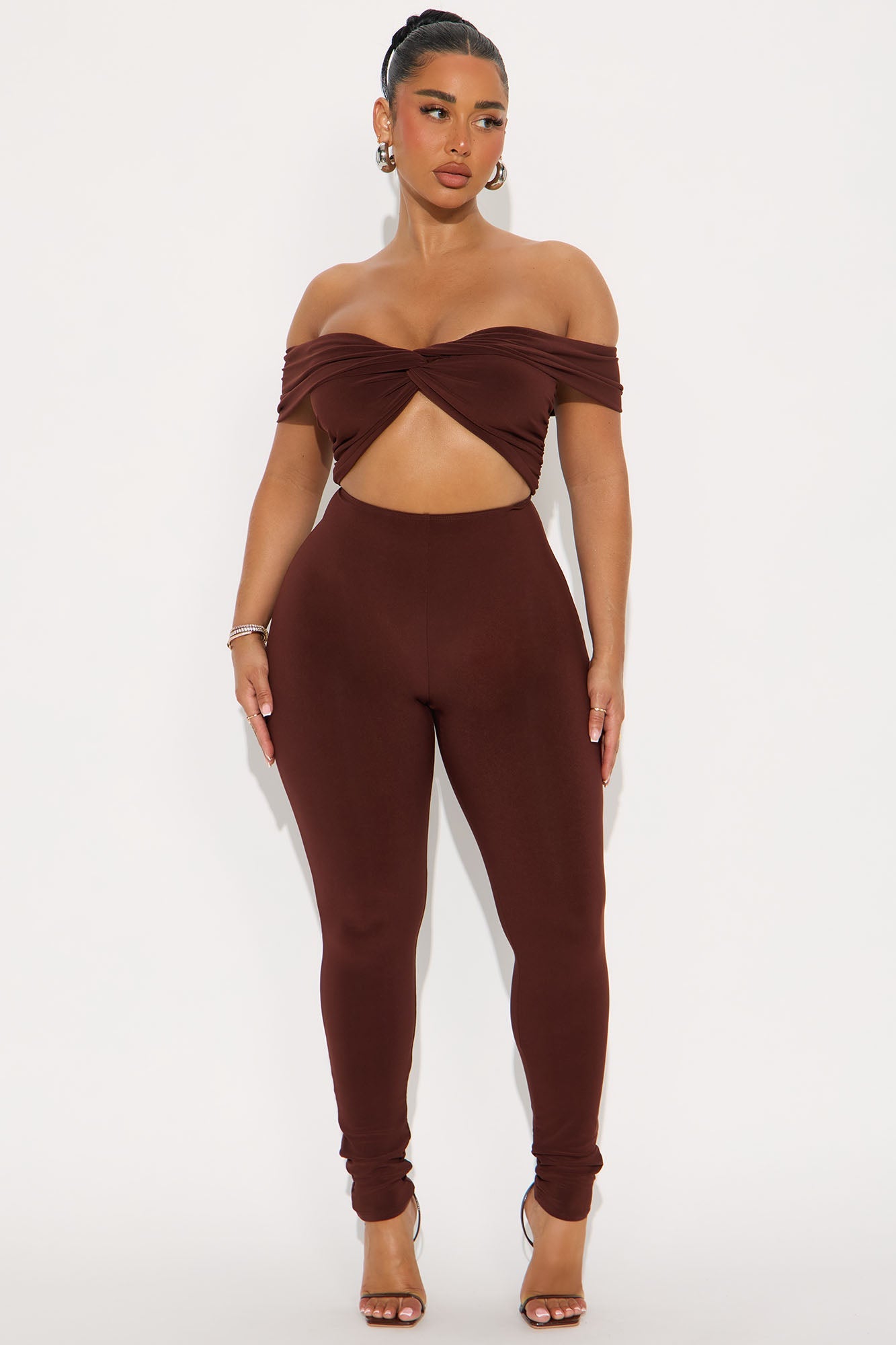 Zarah Off The Shoulder Jumpsuit - Brown