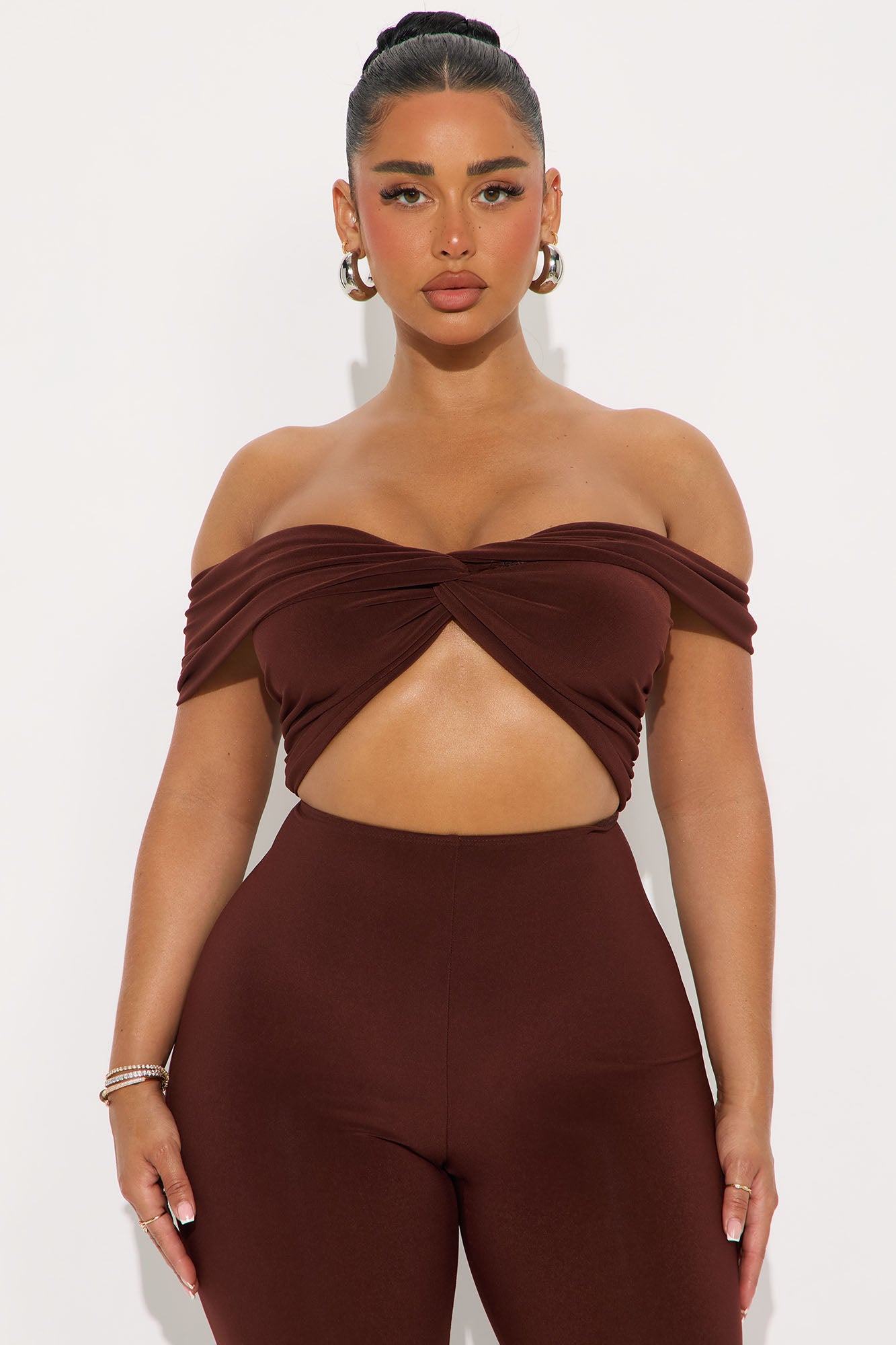 Zarah Off The Shoulder Jumpsuit - Brown