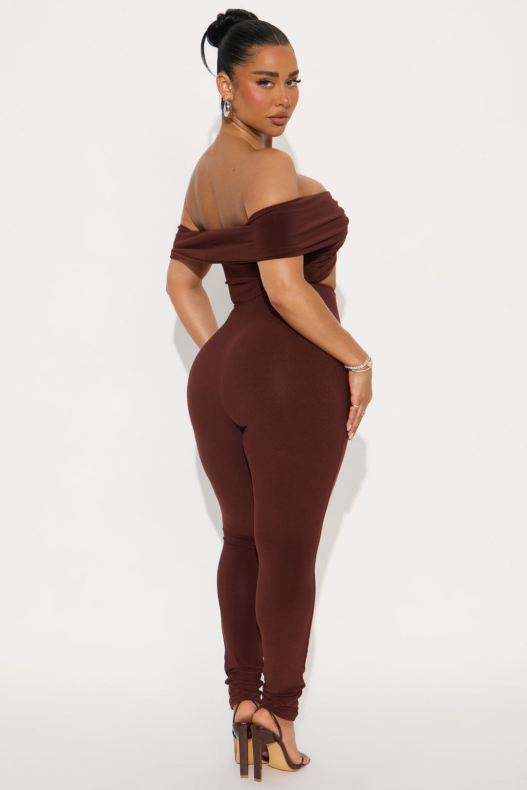 Zarah Off The Shoulder Jumpsuit - Brown