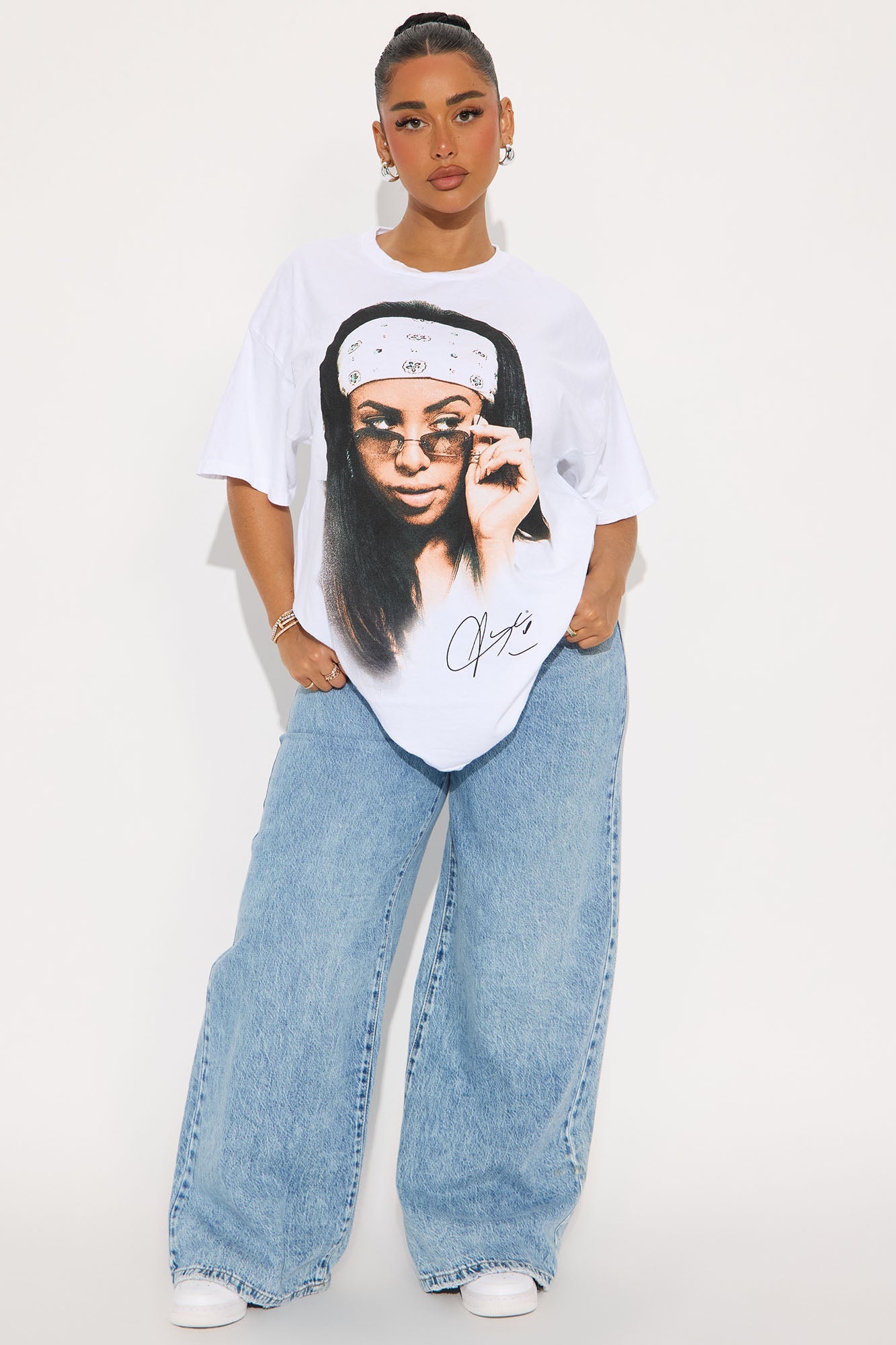 Aaliyah Washed Oversized Tee - White