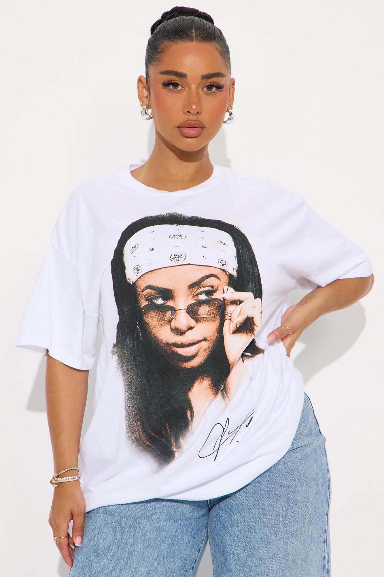 Aaliyah Washed Oversized Tee - White