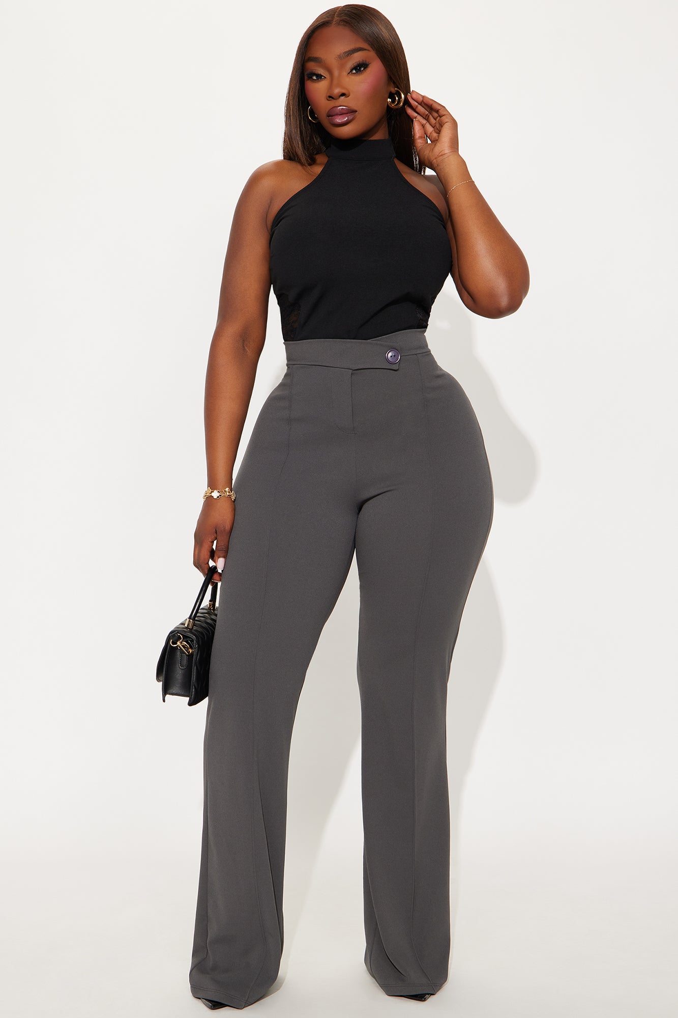 Tall Call It Even Wide Leg Dress Pants - Charcoal