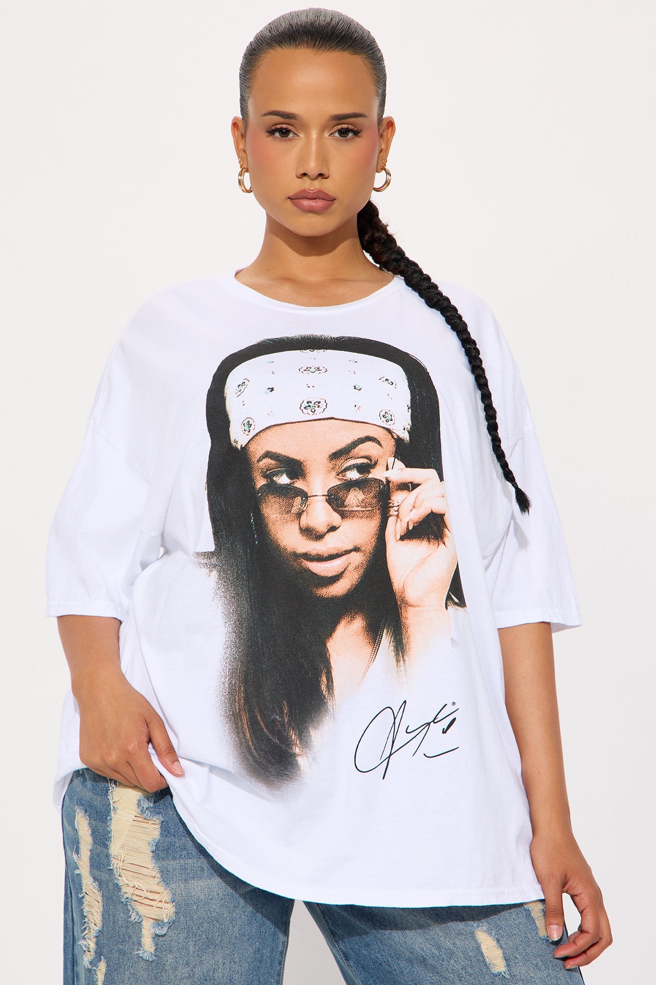 Aaliyah Washed Oversized Tee - White