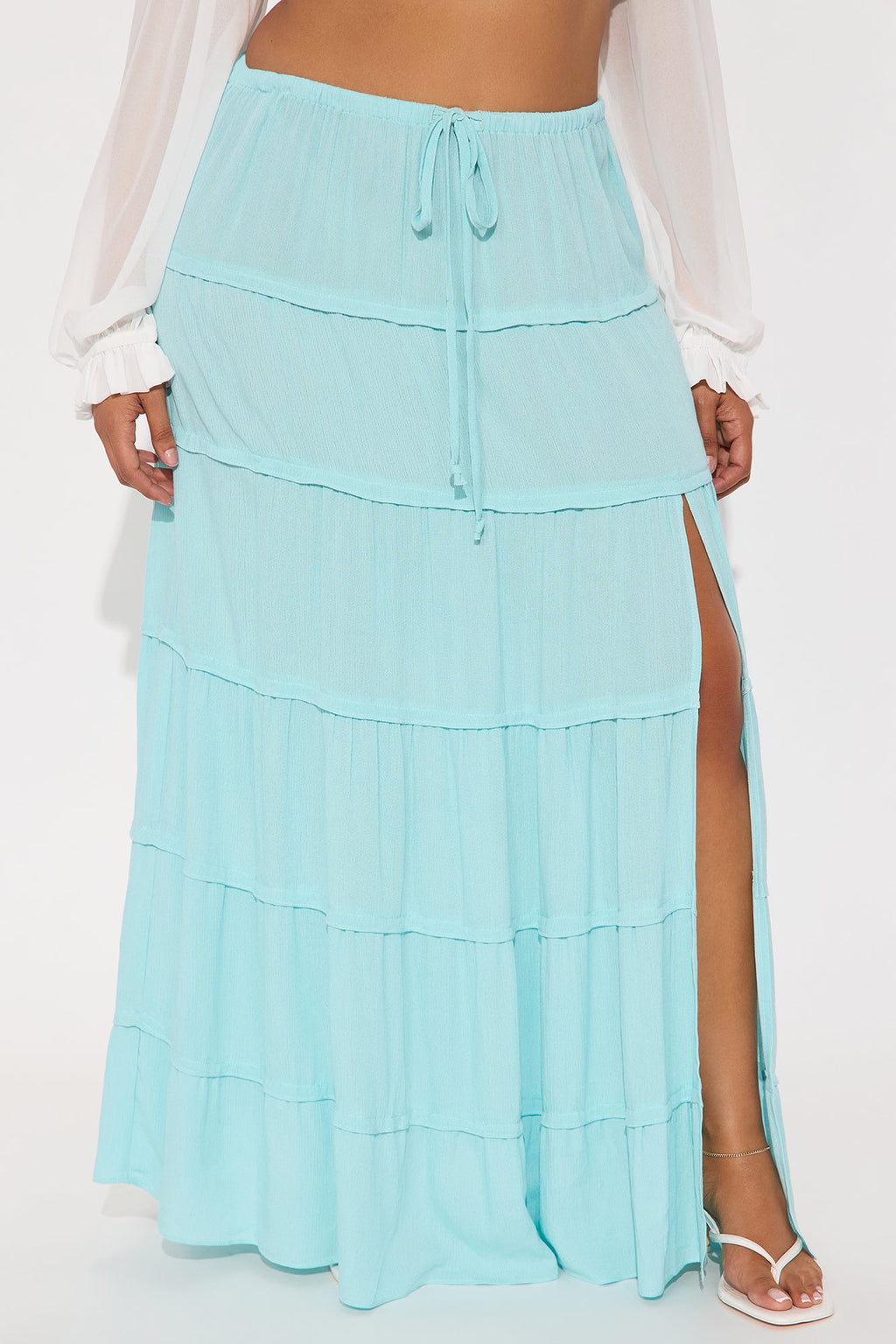 Go With The Flow Sheer Gauze Maxi Skirt - Light Blue