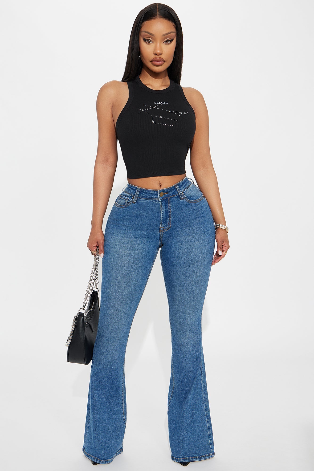 Vibe Check Curvy Stretch Flare Jeans  - Medium Wash