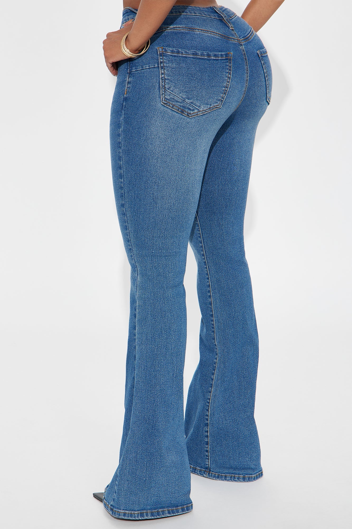 Vibe Check Curvy Stretch Flare Jeans  - Medium Wash