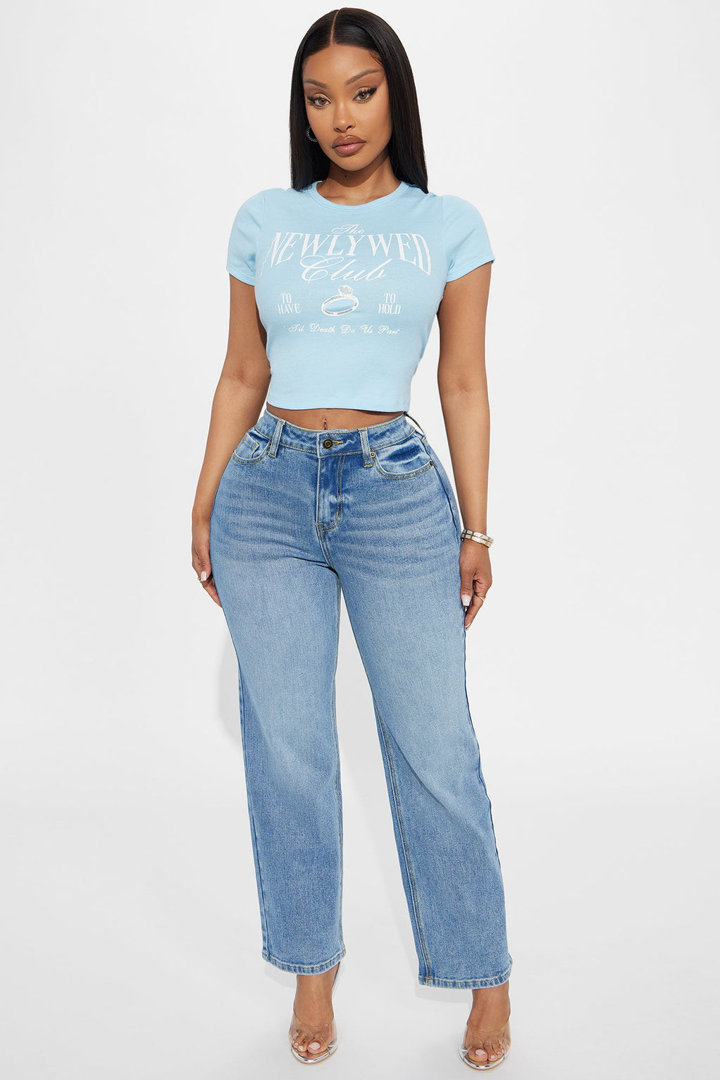 Petite Be Authentic Slouchy Stretch Straight Leg Jeans - Medium Blue Wash