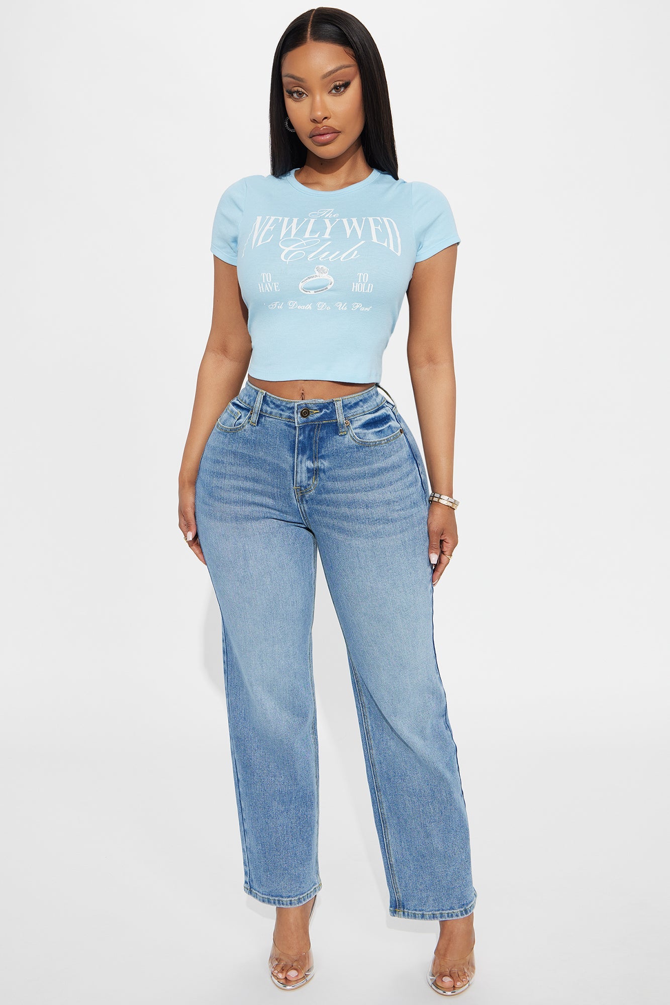 Petite Be Authentic Slouchy Stretch Straight Leg Jeans - Medium Blue Wash