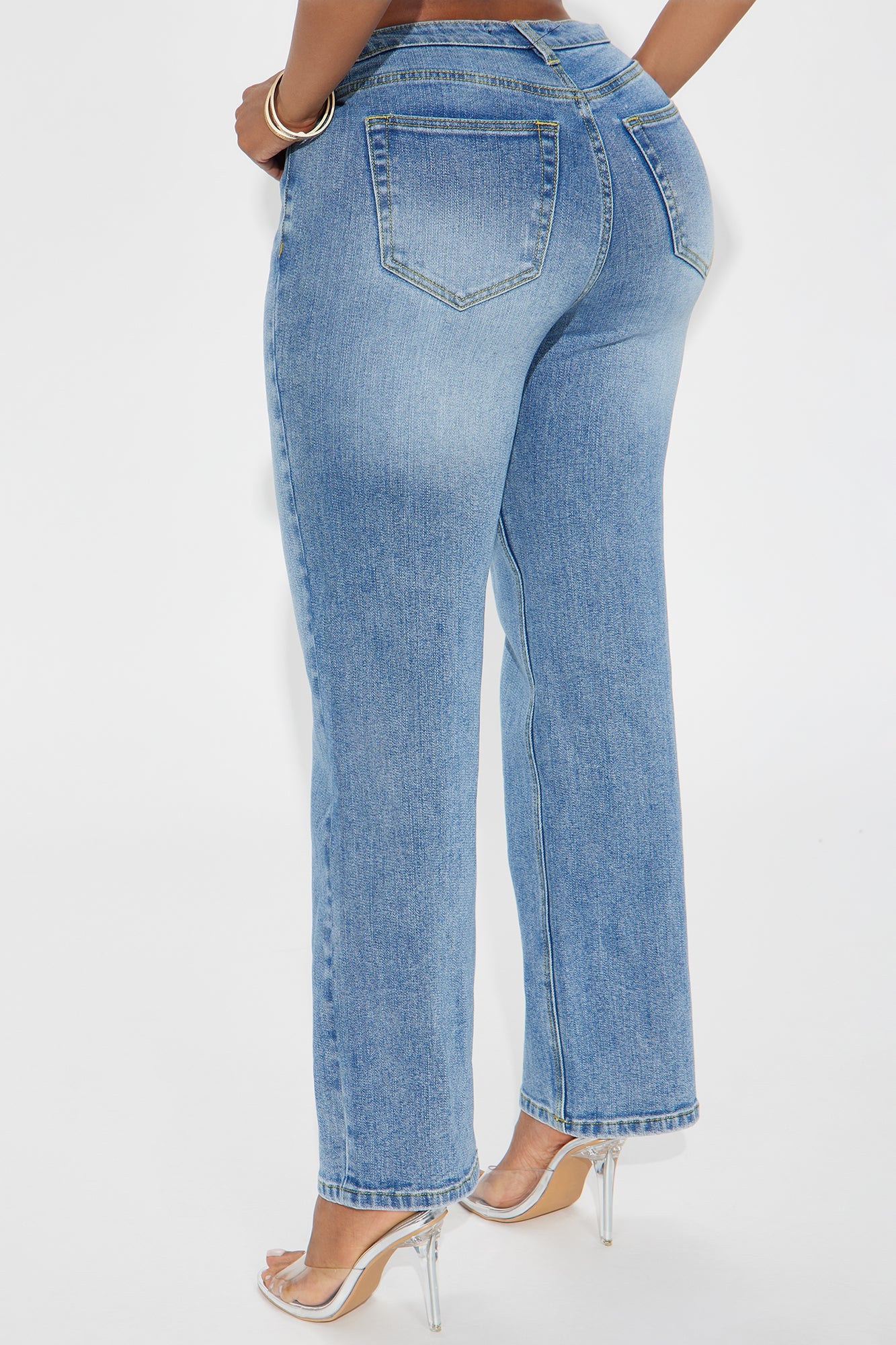 Petite Be Authentic Slouchy Stretch Straight Leg Jeans - Medium Blue Wash