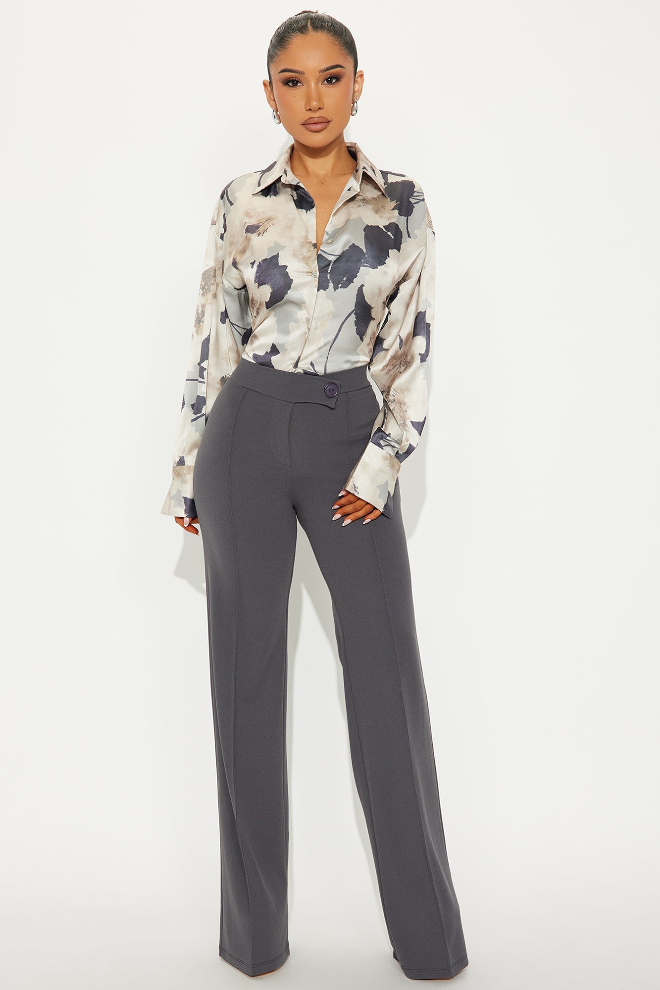 Tall Call It Even Wide Leg Dress Pants - Charcoal
