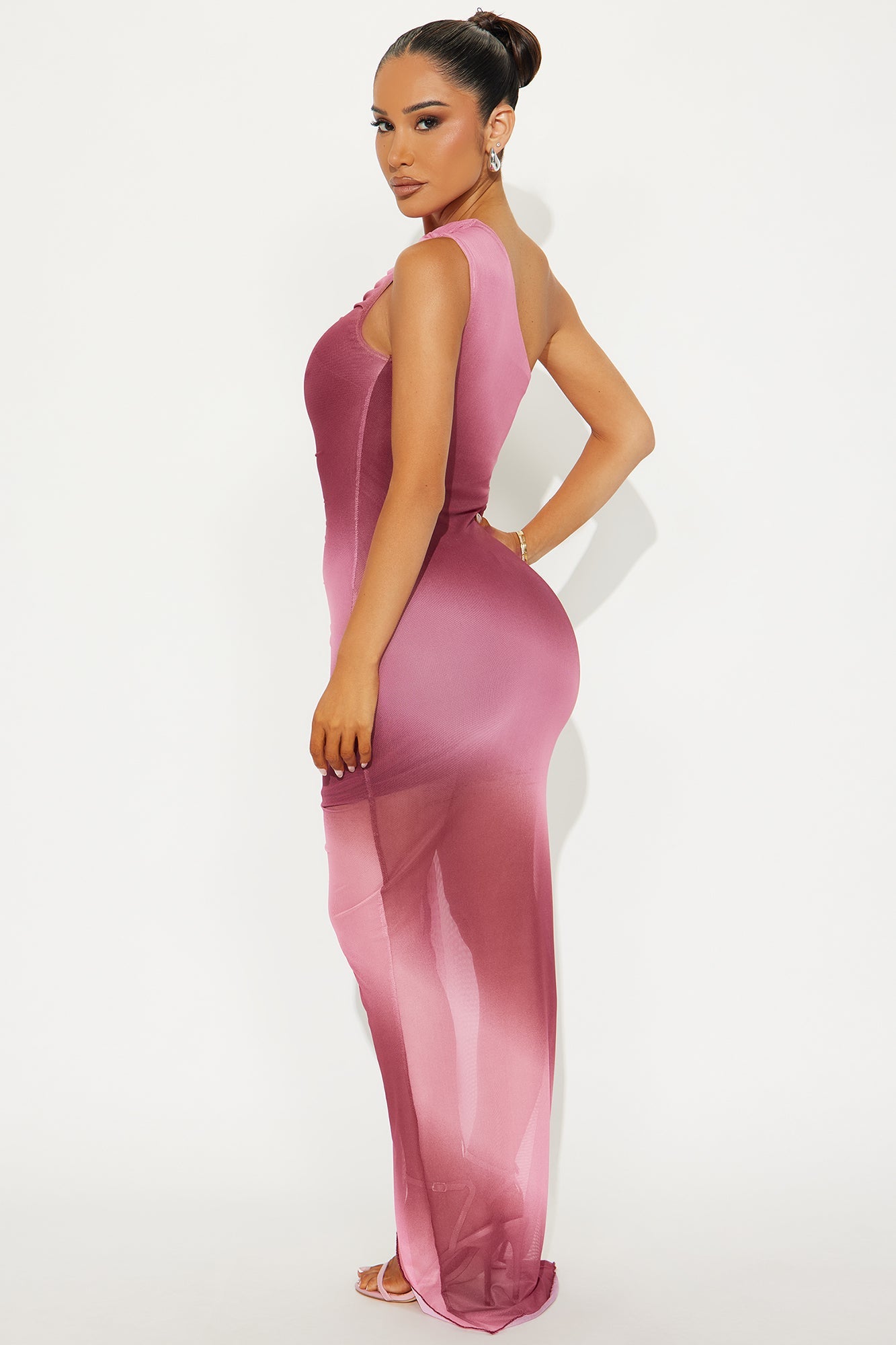 Head In The Clouds Mesh Maxi Dress - Mauve/combo