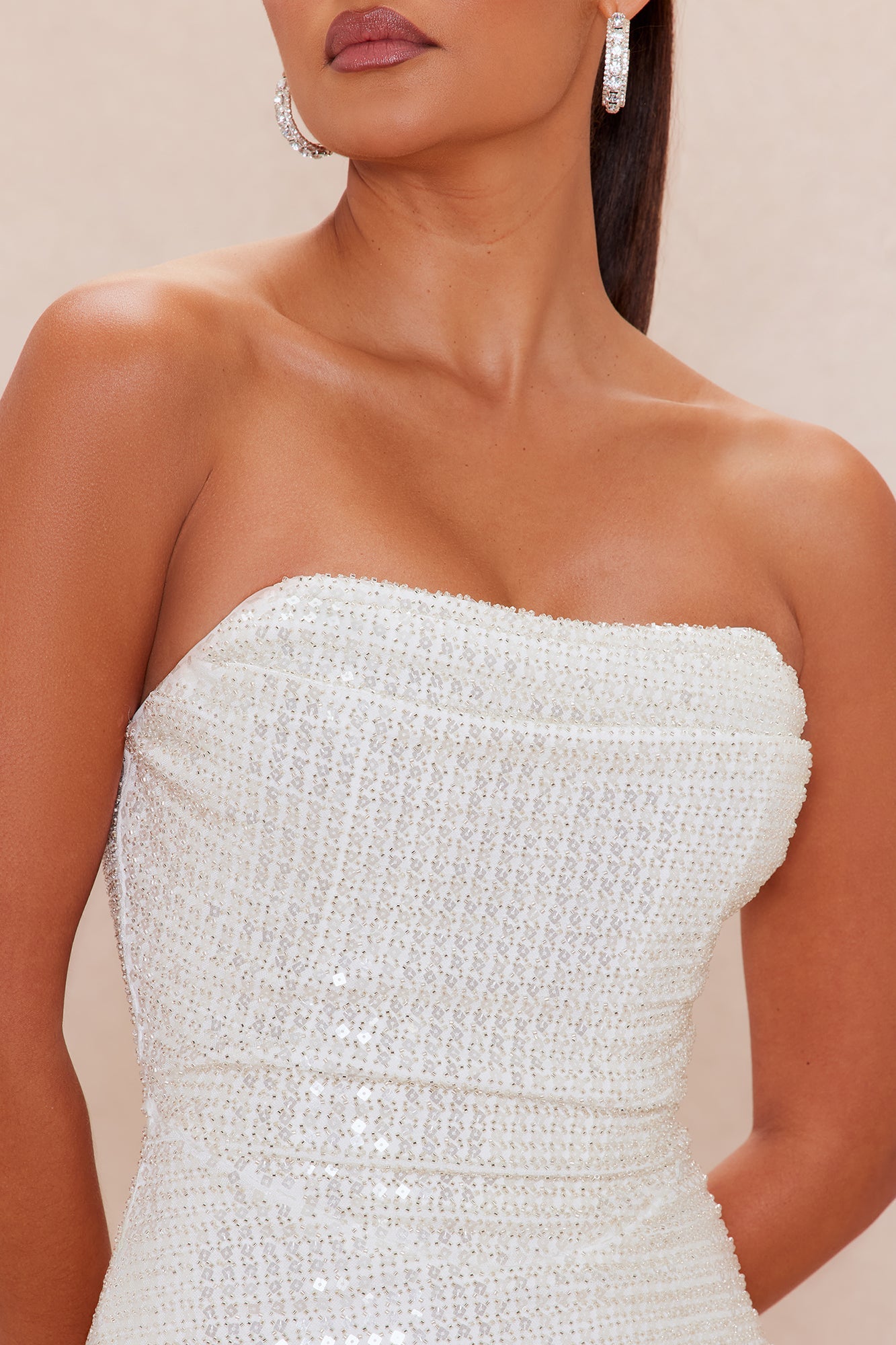 Alessia Embellished Mini Dress - White